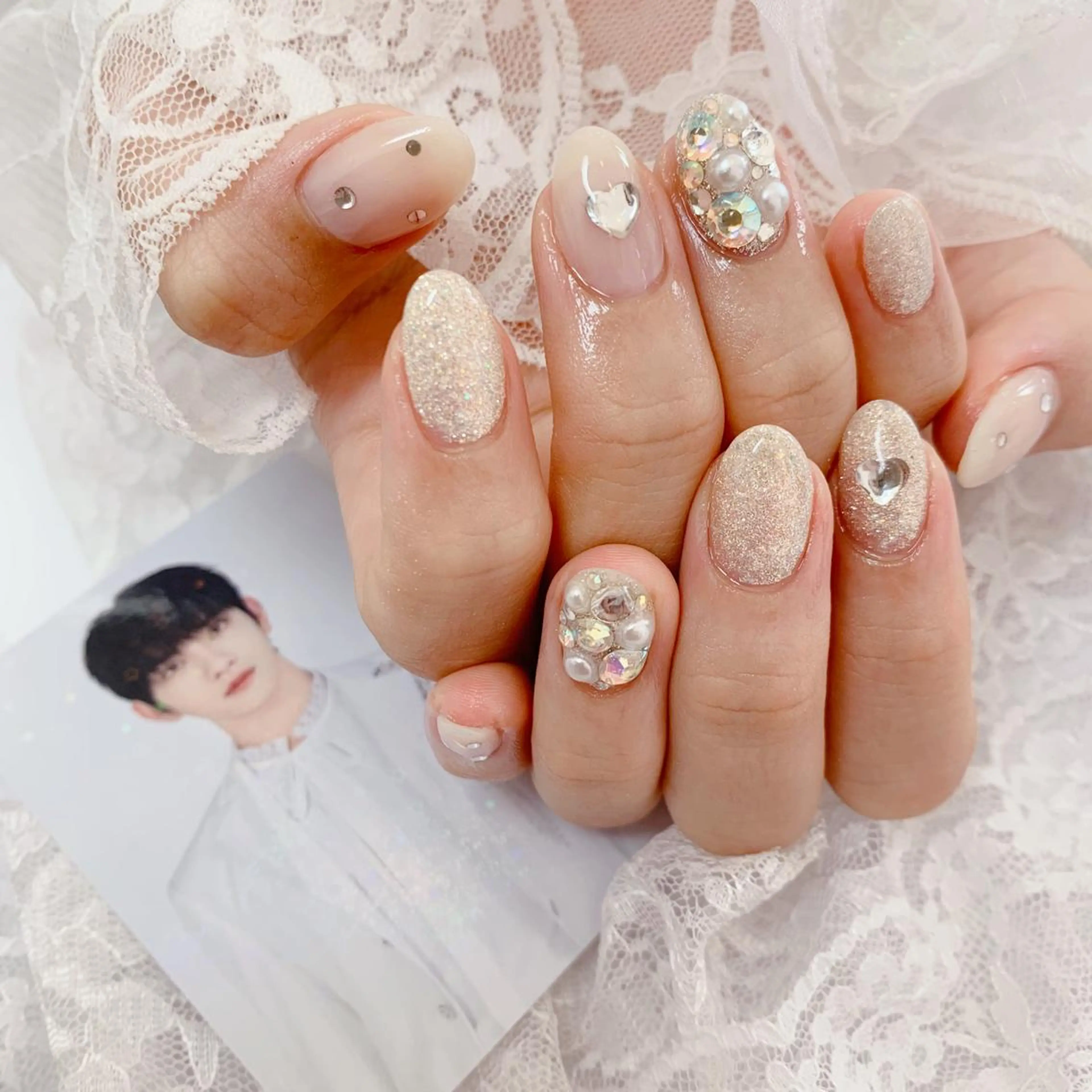 ネイル ハート ハンドネイル La neige* yuki 🥯🍑のネイルデザイン