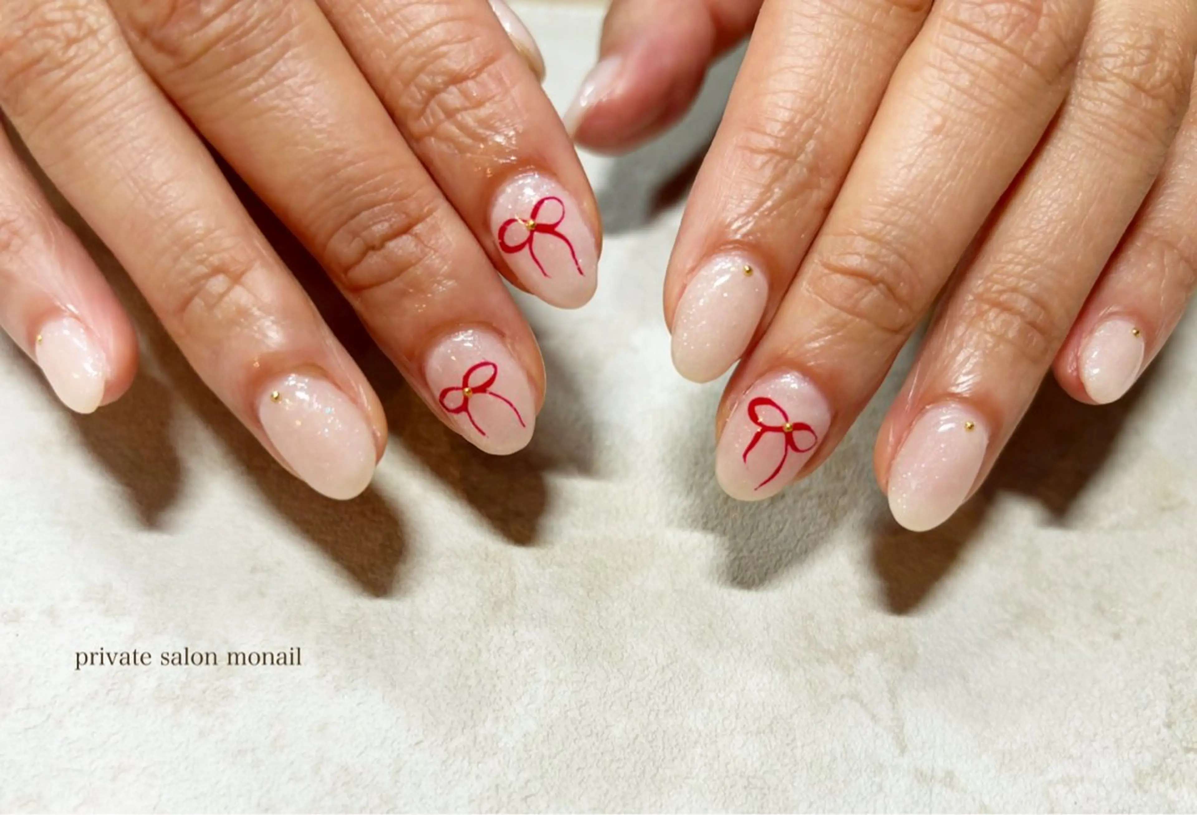ネイル アートネイル リボン ハンドネイル private  nail monail所属・nail salon monailのネイルデザイン