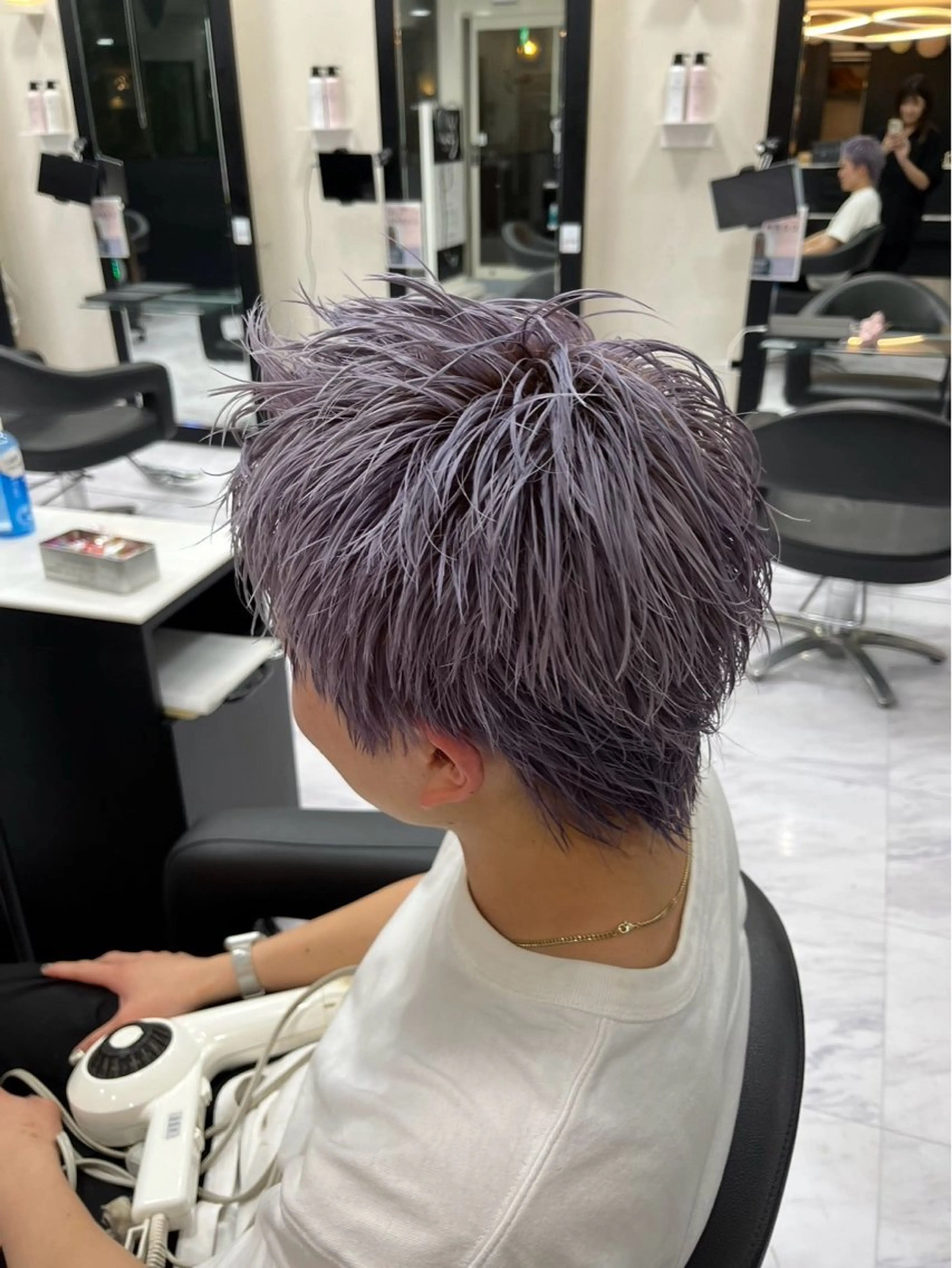 ショート カラー メンズ ラベンダーカラー 🐥くまがい💛 ダブルカラー／パーマのヘアスタイル