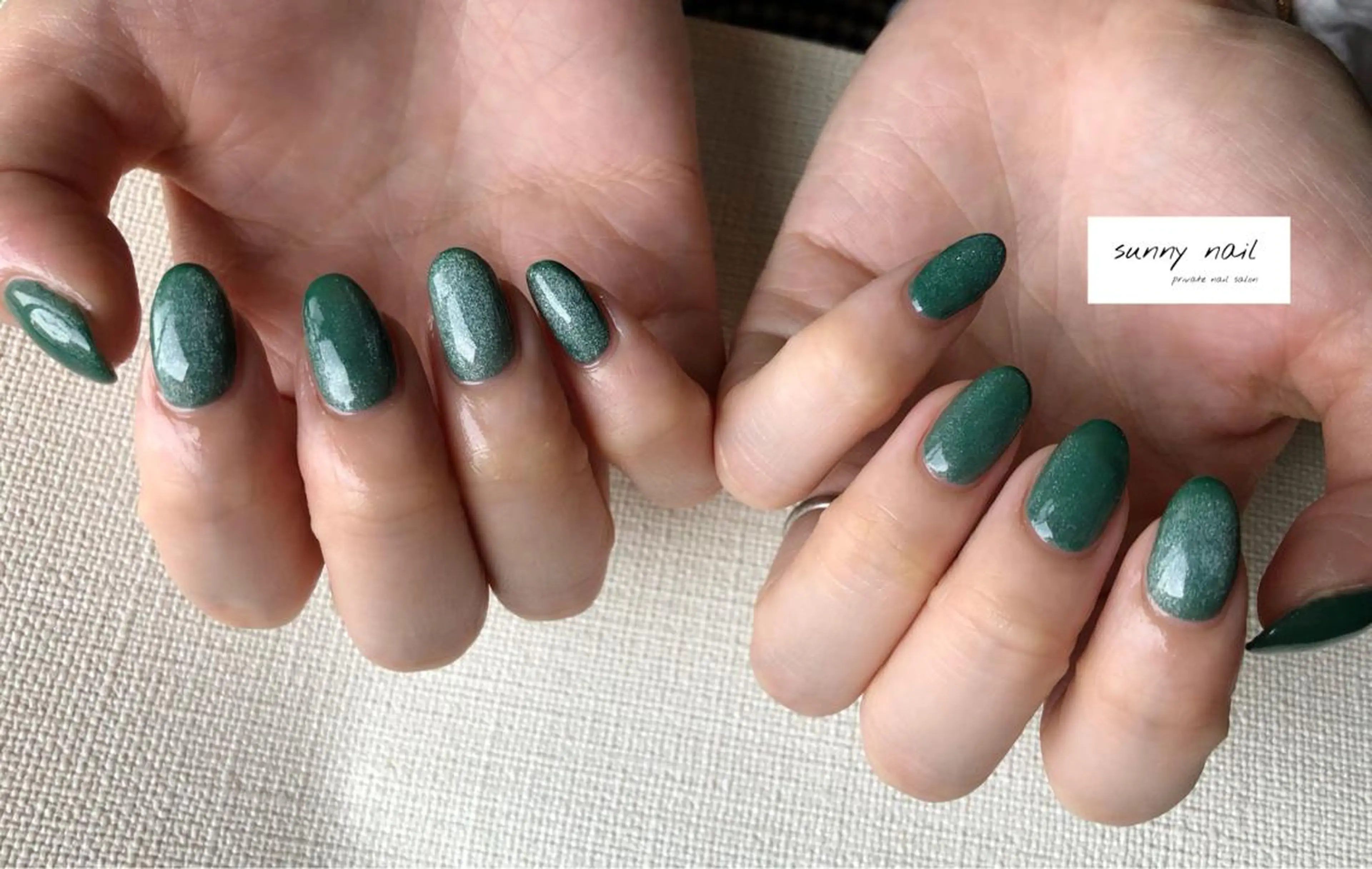ネイル カジュアル ジェルネイル グリーン マグネットネイル ニュアンスネイル sunny nailのネイルデザイン
