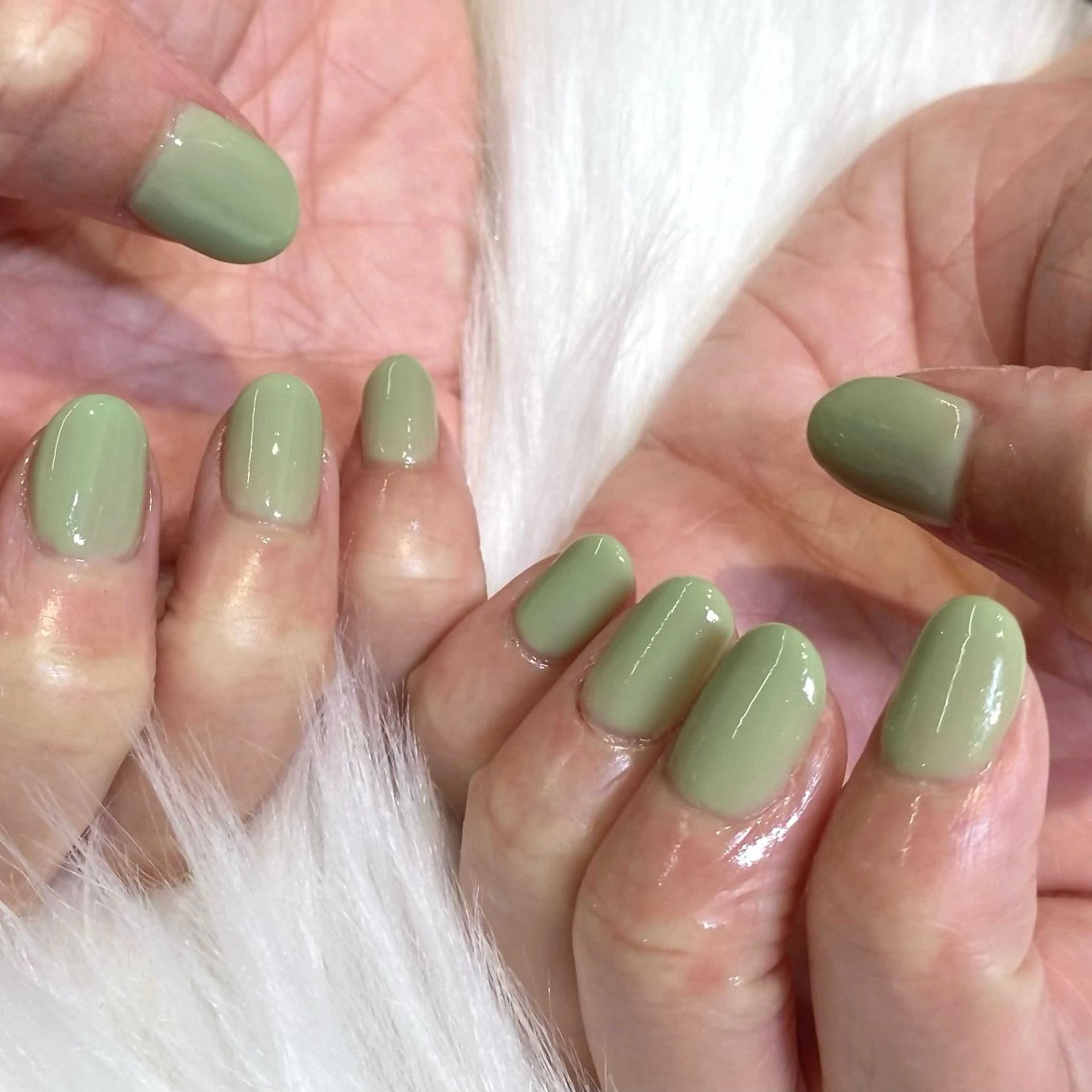 ネイル グリーン 春ネイル ハンドネイル ハンドケア Chizuru ☾ ໋のネイルデザイン