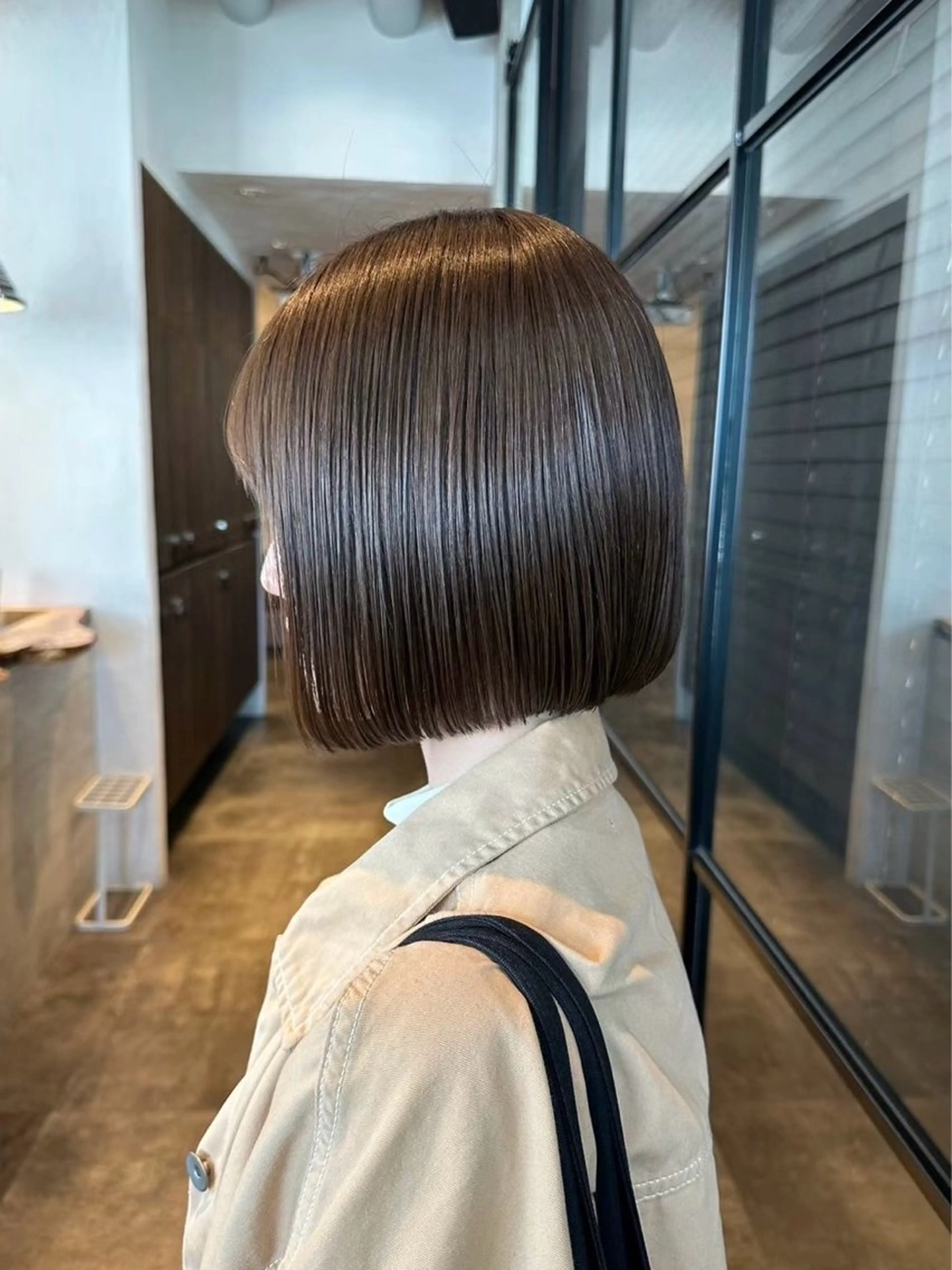 ミディアム カット ヘアカラー トリートメント 渋谷／タッセルボブ ／顔周り/加邊凌也のヘアスタイル