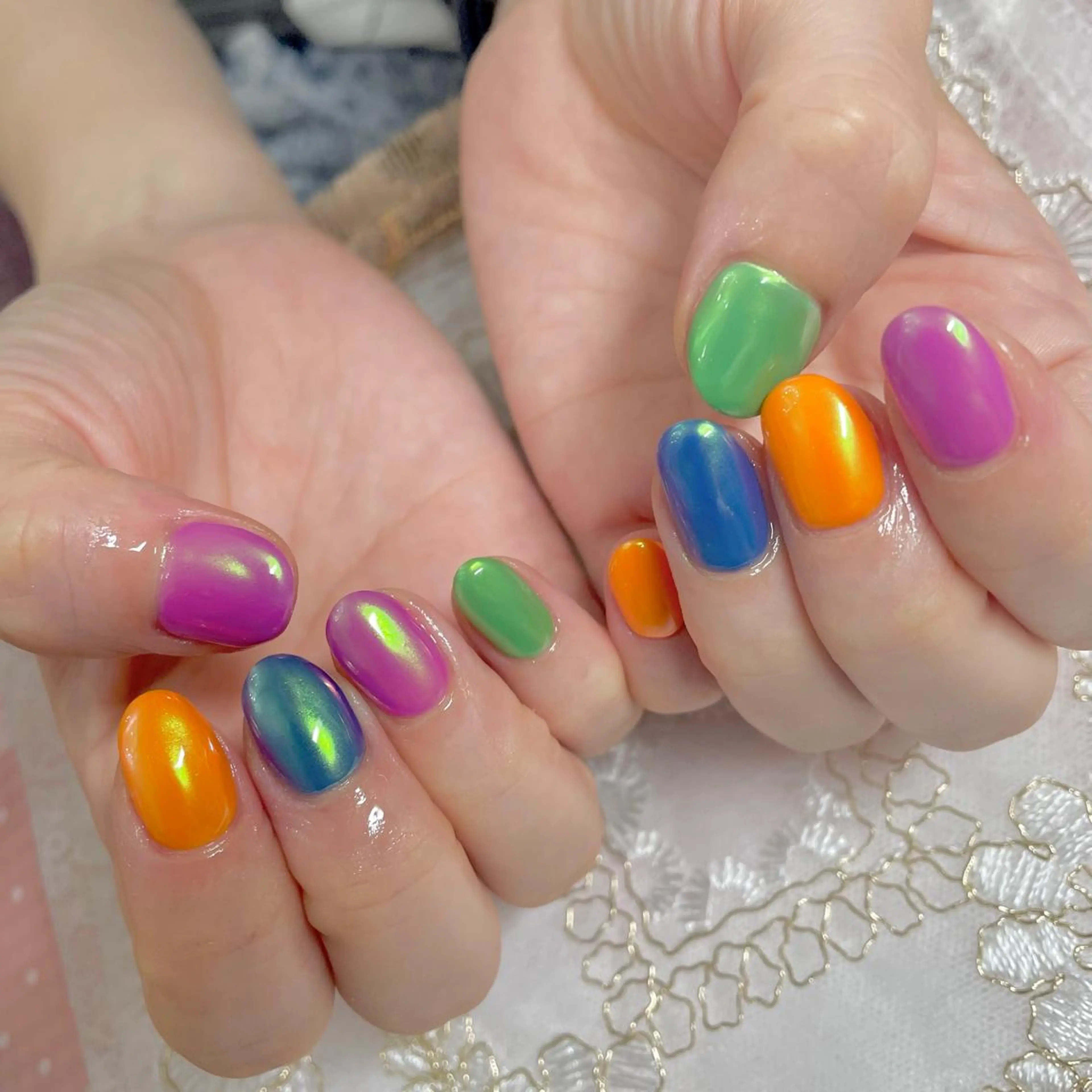 ネイル アートネイル オーロラネイル ジェルネイル 氷ネイル・うるうるネイル 韓国ネイル J terrace Nailのネイルデザイン