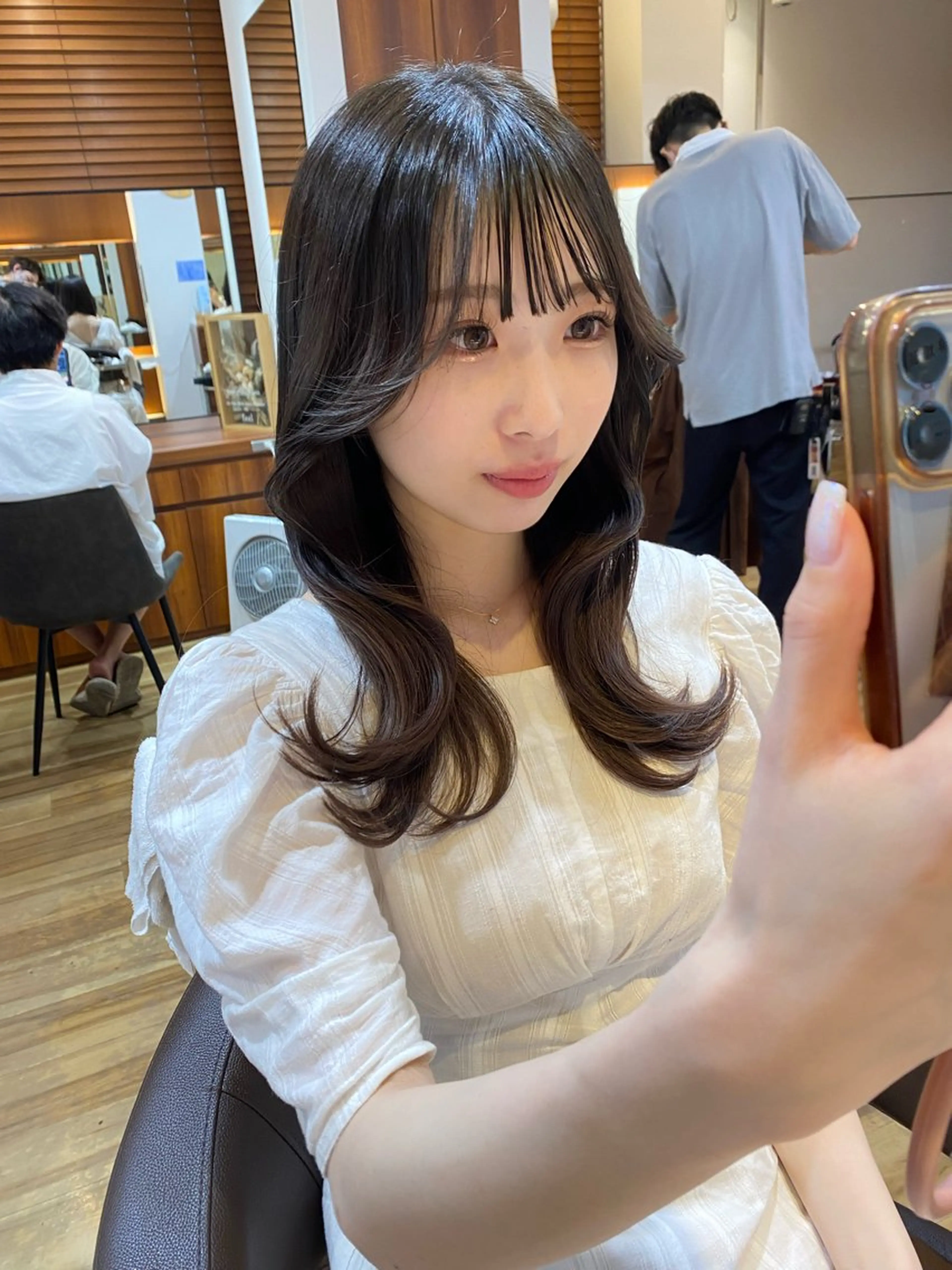 セミロング カラー ダークグレー ダークグレージュ グレージュ 韓国風ヘア カット ヘアカラー トリートメント レイヤーカット /透明感/千葉怜寿のヘアスタイル