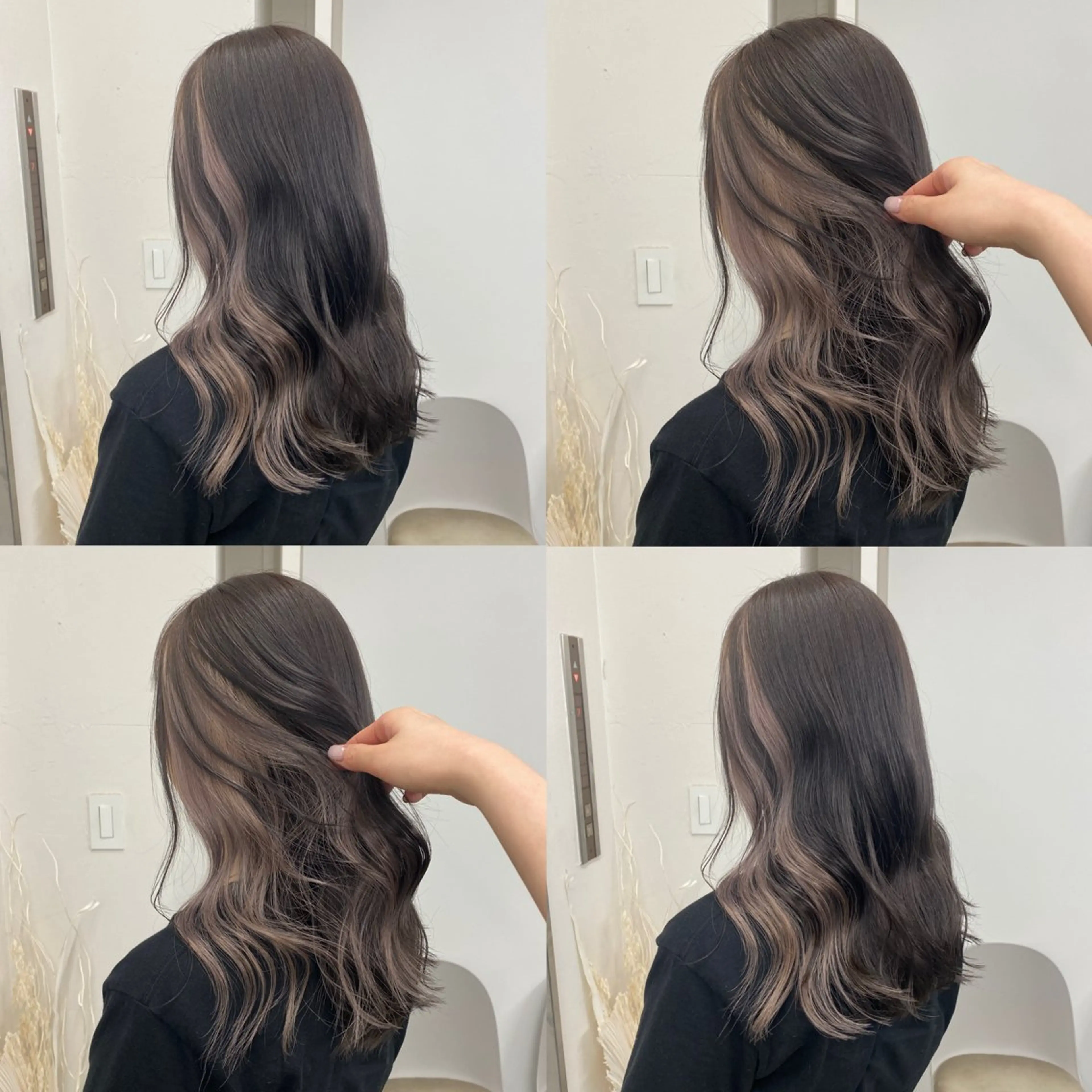 セミロング カラー ダークグレー ダークグレージュ グレージュ ラベンダーカラー ラベンダーグレージュ カット ヘアカラー 江坂トレンド韓国風 髪質改善shinoのヘアスタイル