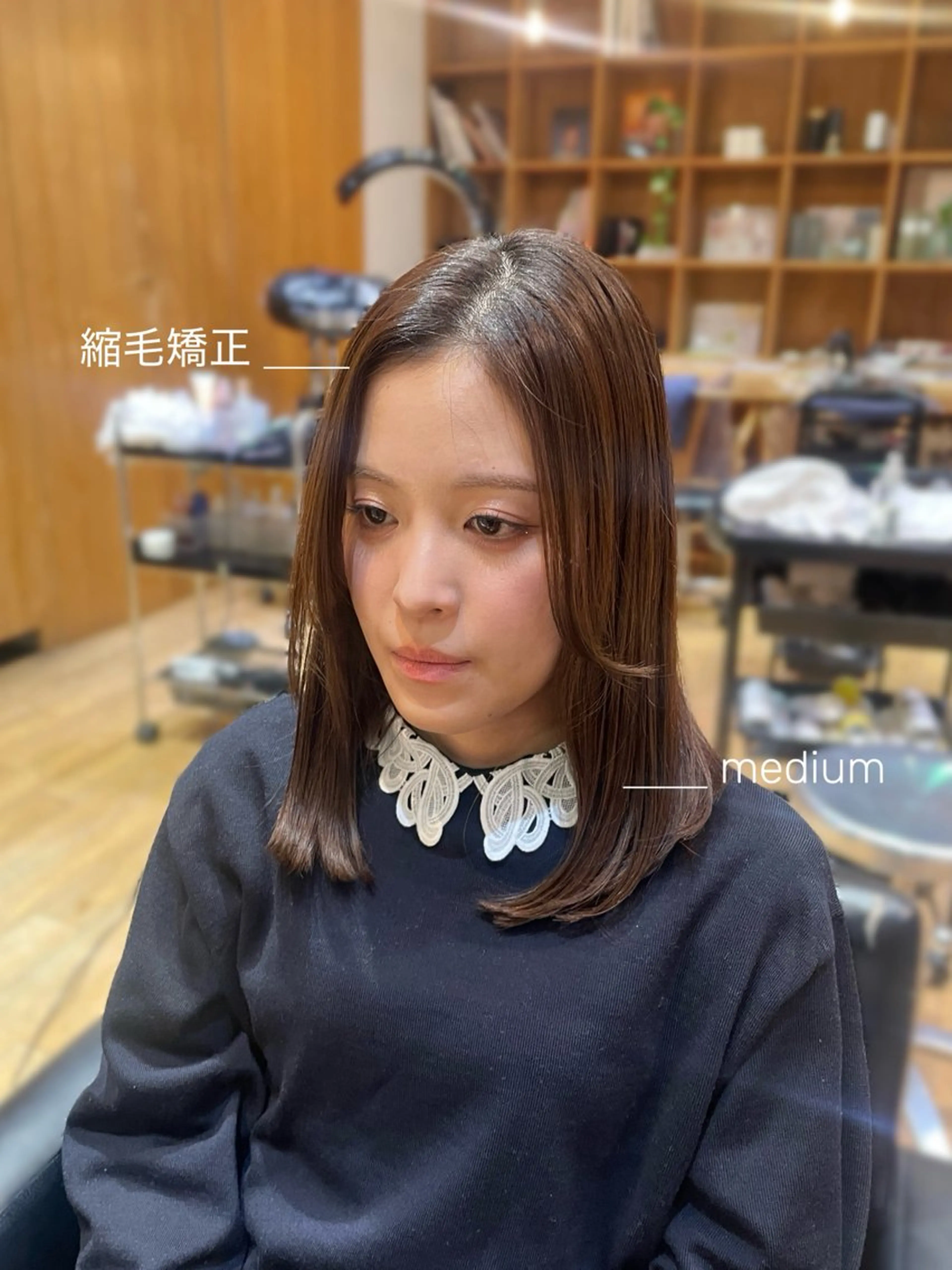 ミディアム パーマ 縮毛矯正 カット 縮毛矯正 縮毛矯正/レイヤー /ひかる🌙のヘアスタイル