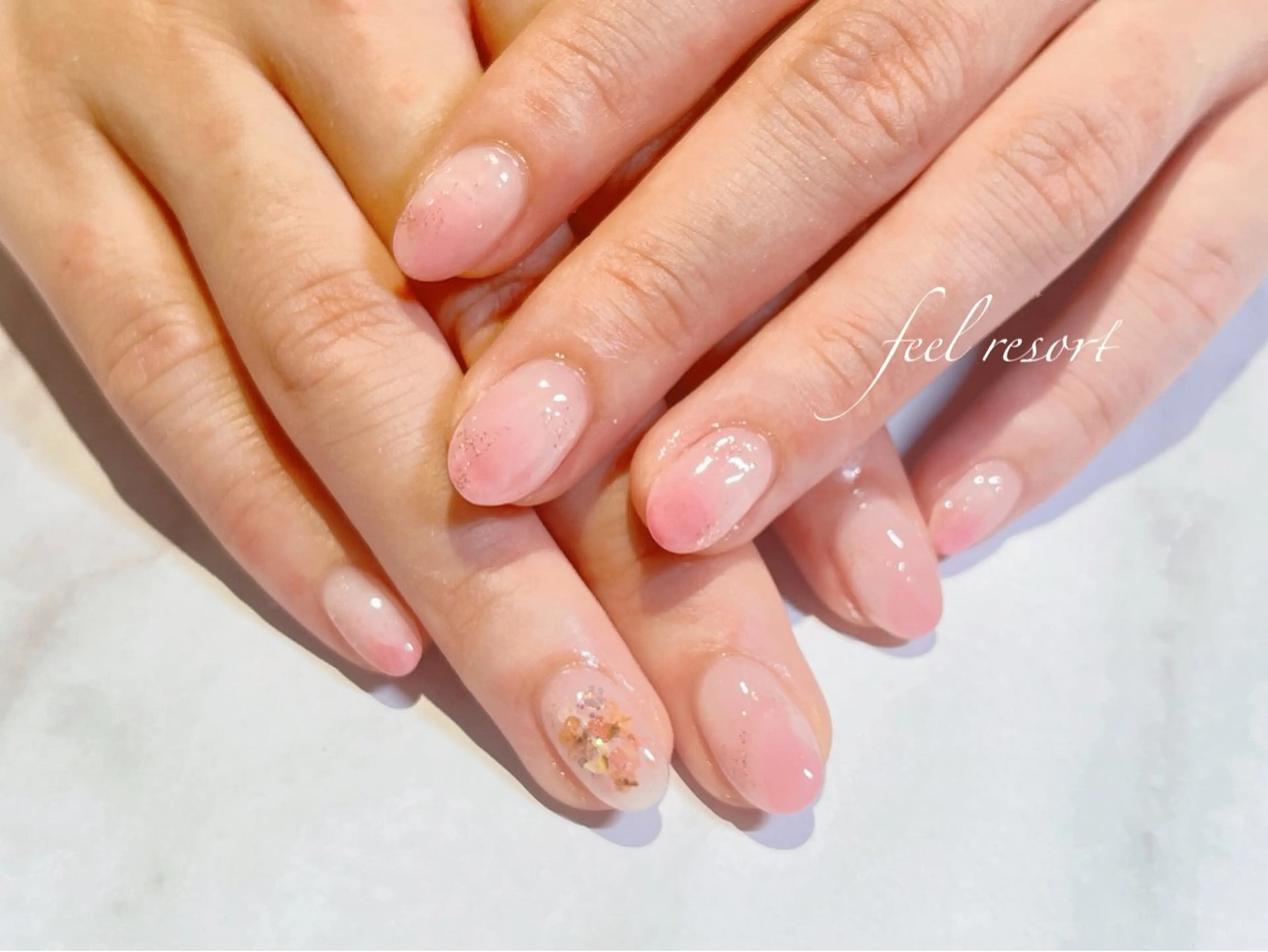 ネイル 長さ出し フットネイル フレンチネイル ジェルネイル ガラスフレンチ ハンドネイル Lien（リアン） 銀座駅6分のネイルデザイン