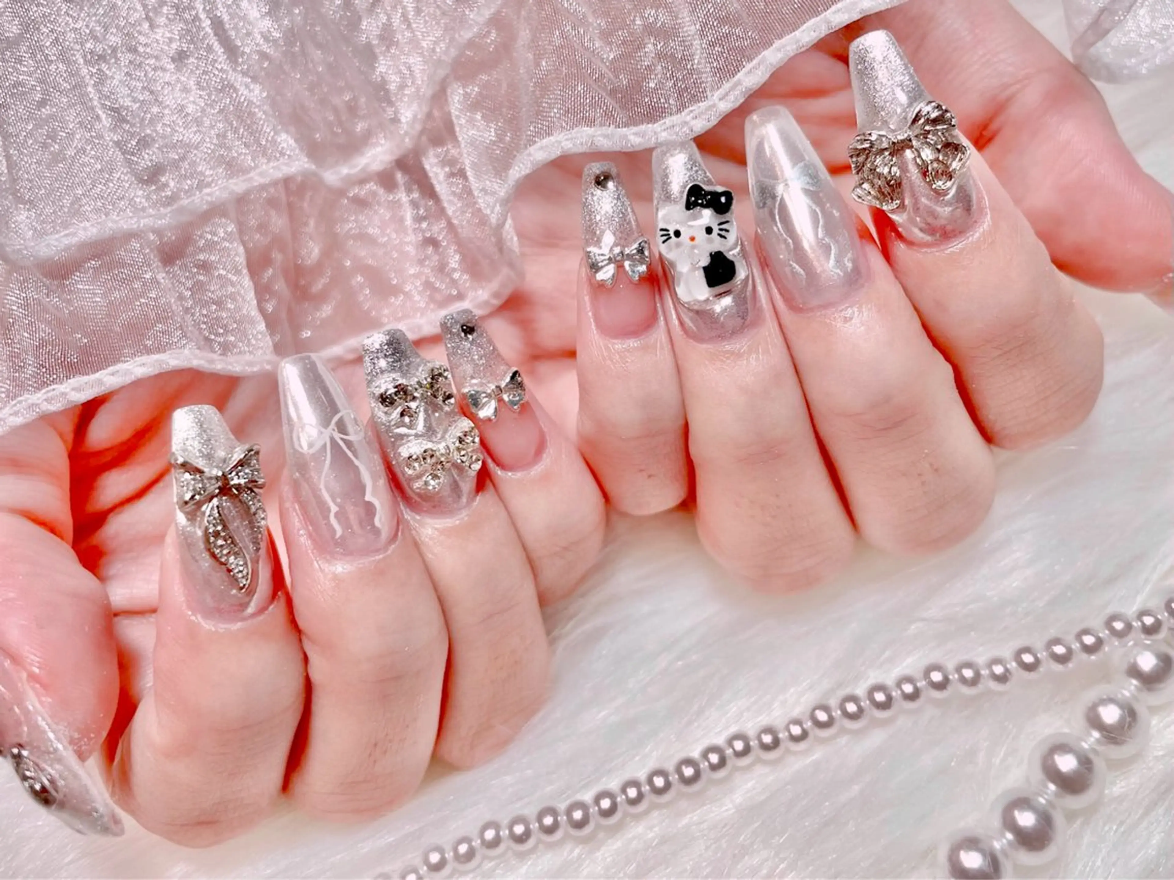 ネイル 長さ出し ロングネイル ゆりか ジョアアンジェ福島のネイルデザイン