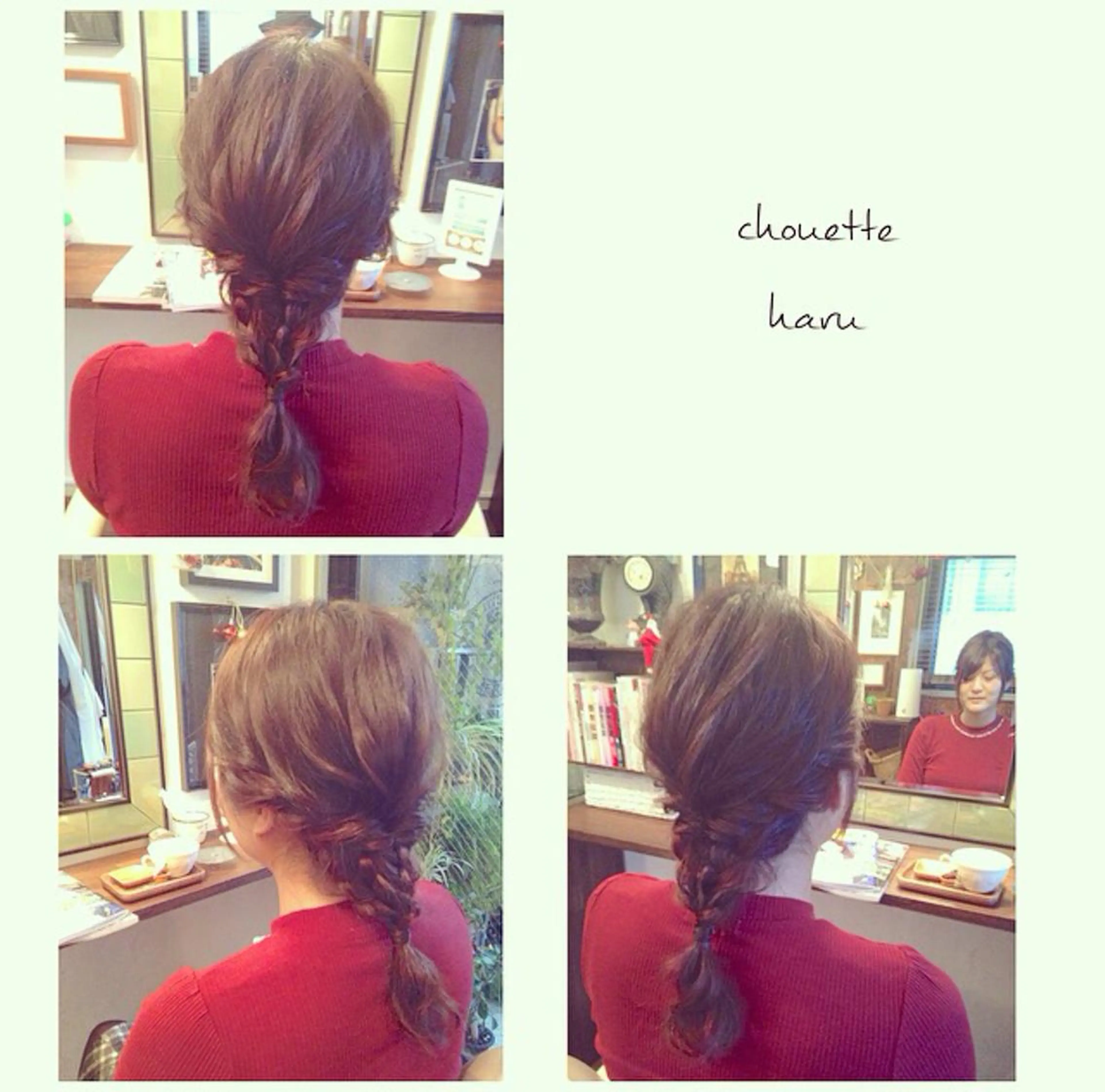 ミディアム セミロング カラー ヘアアレンジ 三つ編み サダハルカ ｜chouetteのヘアスタイル