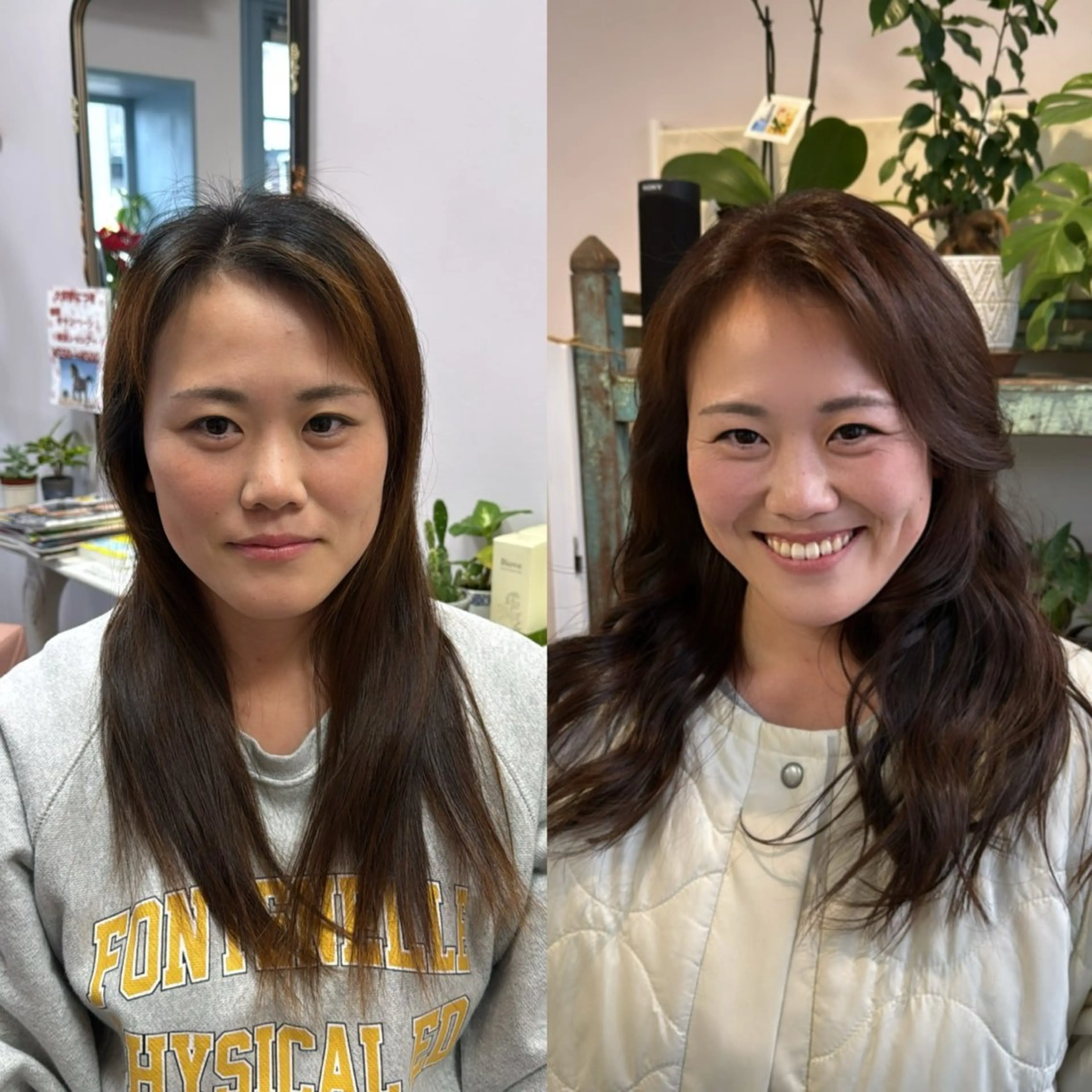 ロング カラー かきあげバング カット ヘアカラー トリートメント 河本 正美のヘアスタイル