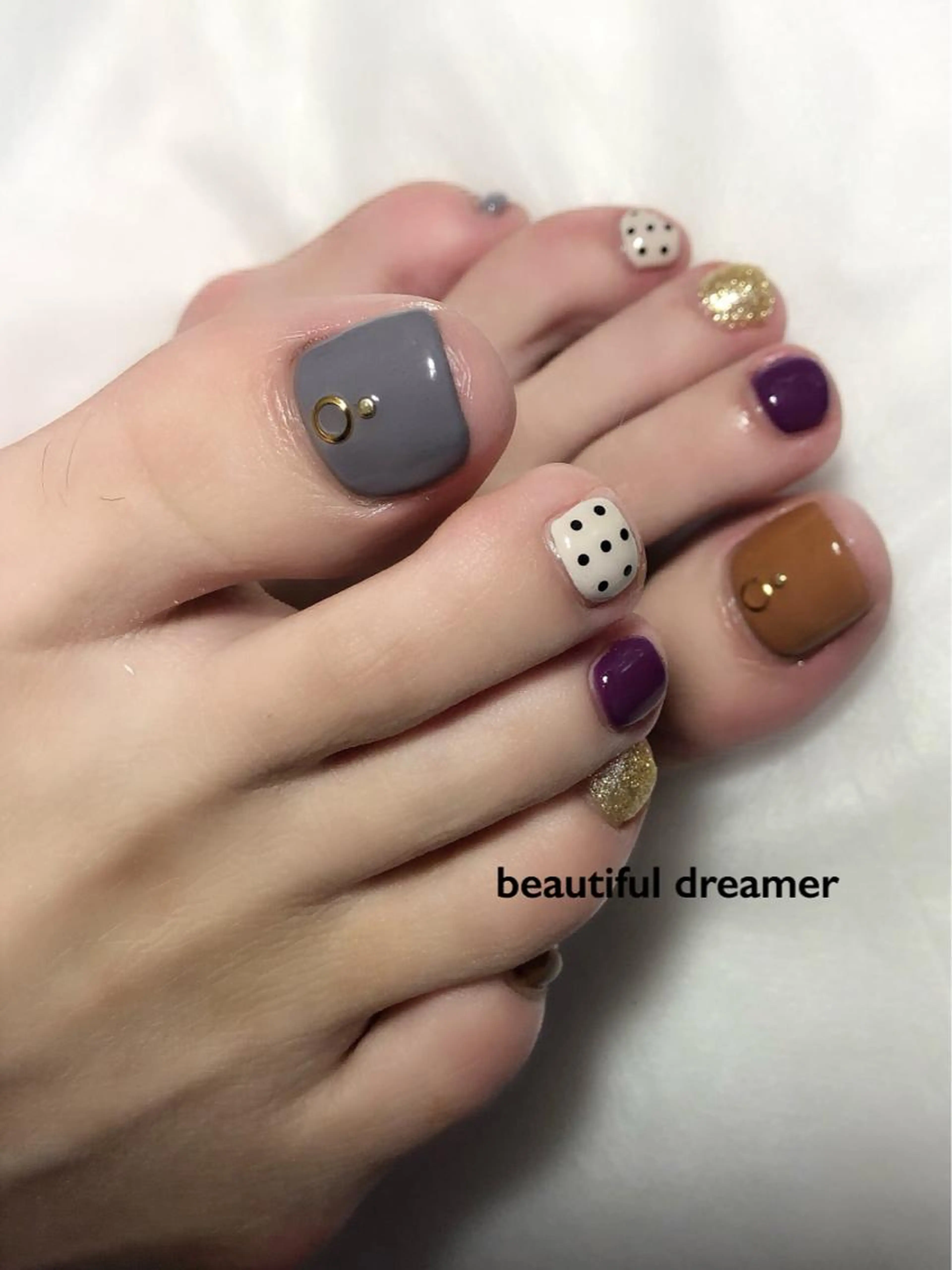 Foot【Design5】アート5本+ワンカラー✨(ファイリング&ウォーターケア込み)🍇の写真