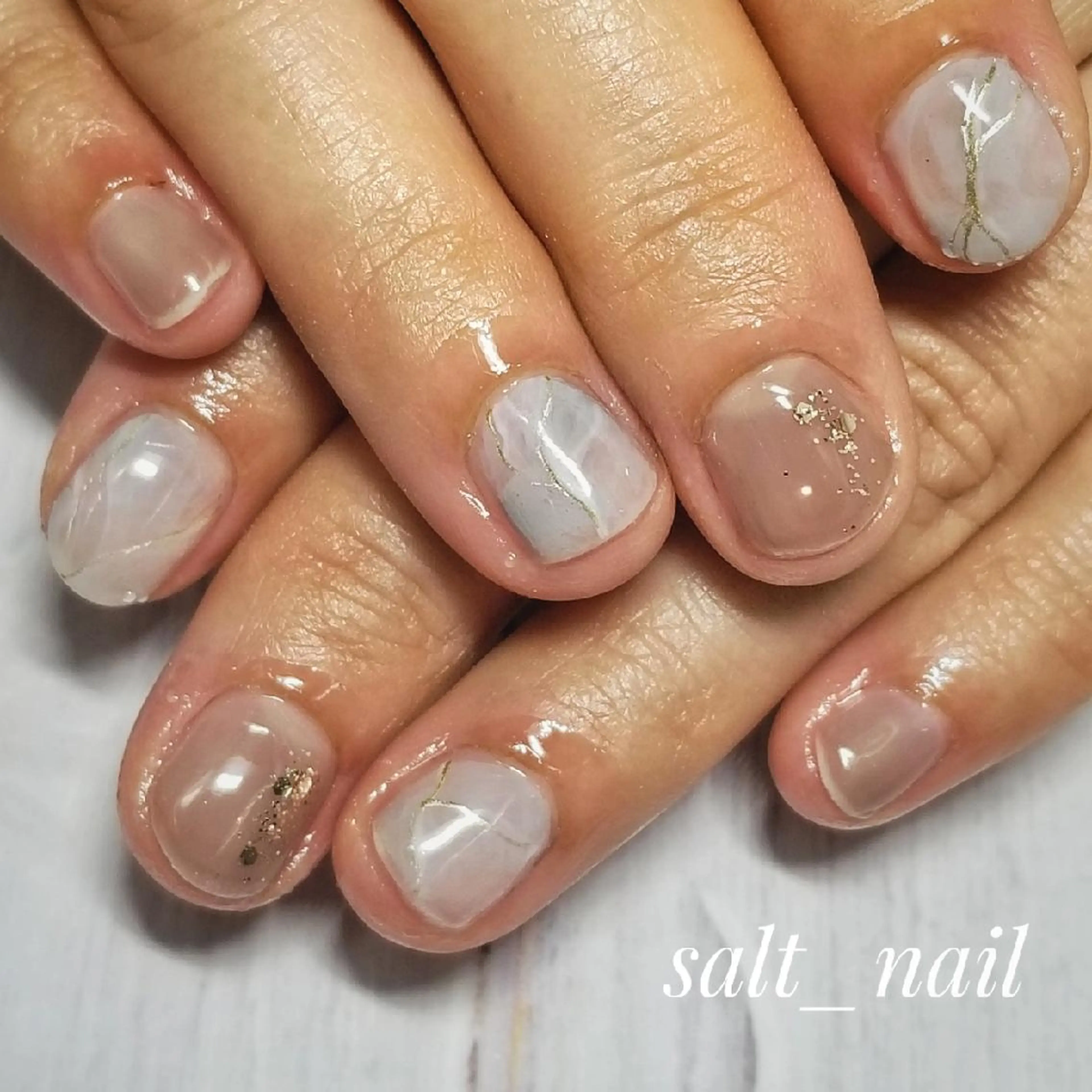 ネイル アートネイル クリアネイル 大理石ネイル(マーブル) シンプルネイル 個人サロン saltnailのネイルデザイン