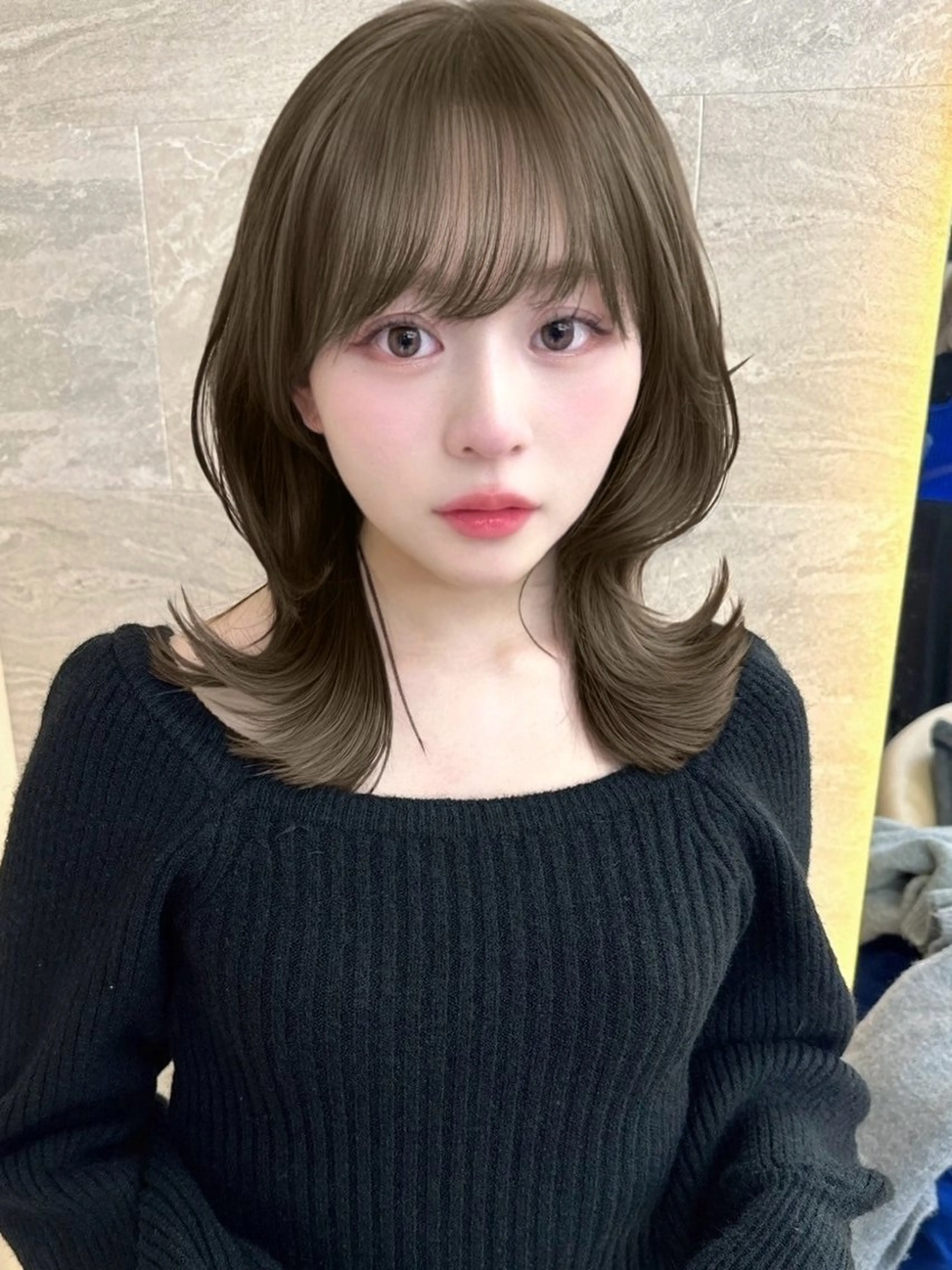 ミディアム カット 縮毛矯正 トリートメント レイヤー/韓国❣️ 髪質改善/e_kiのヘアスタイル