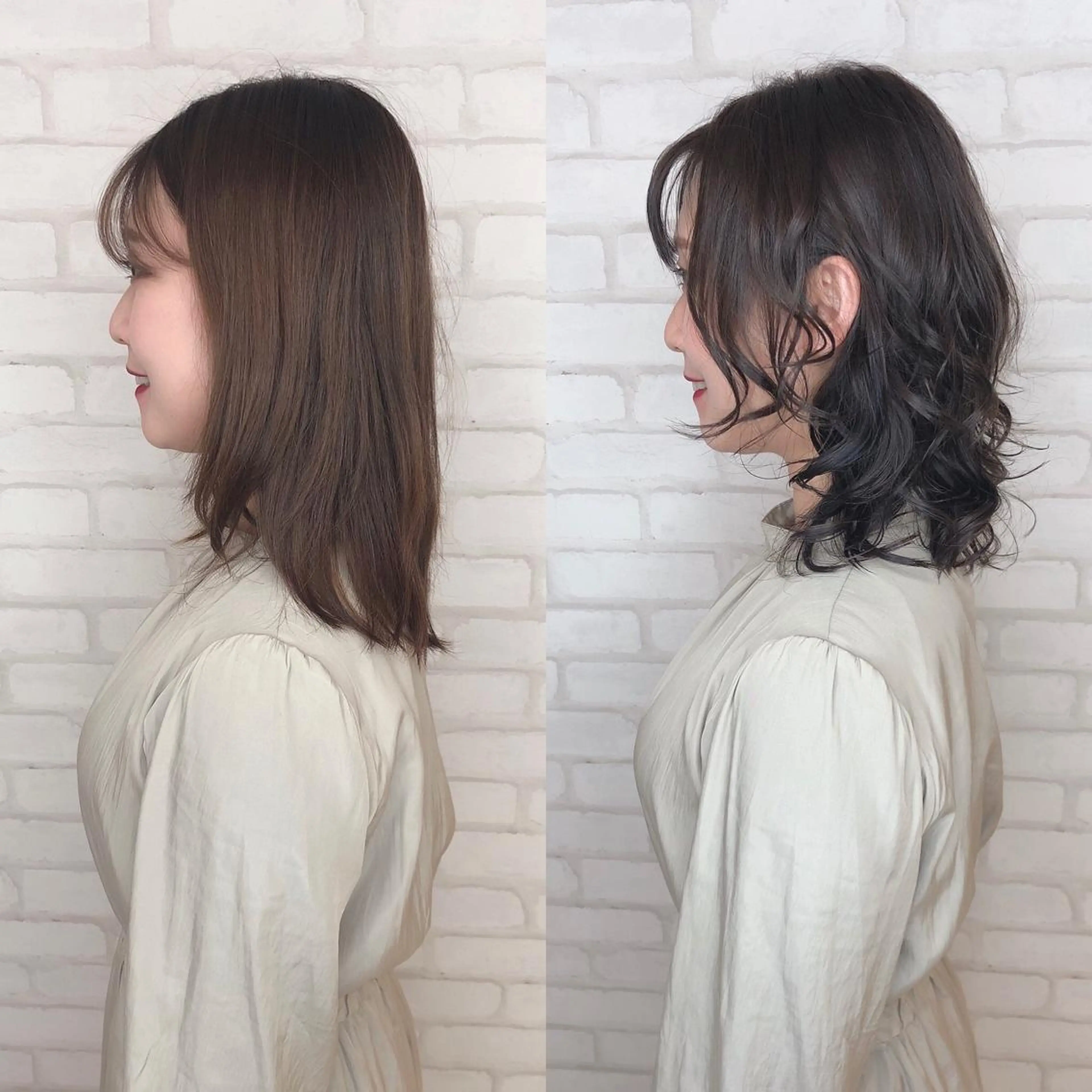 ミディアム カラー パーマ アビリタ 警固のヘアスタイル