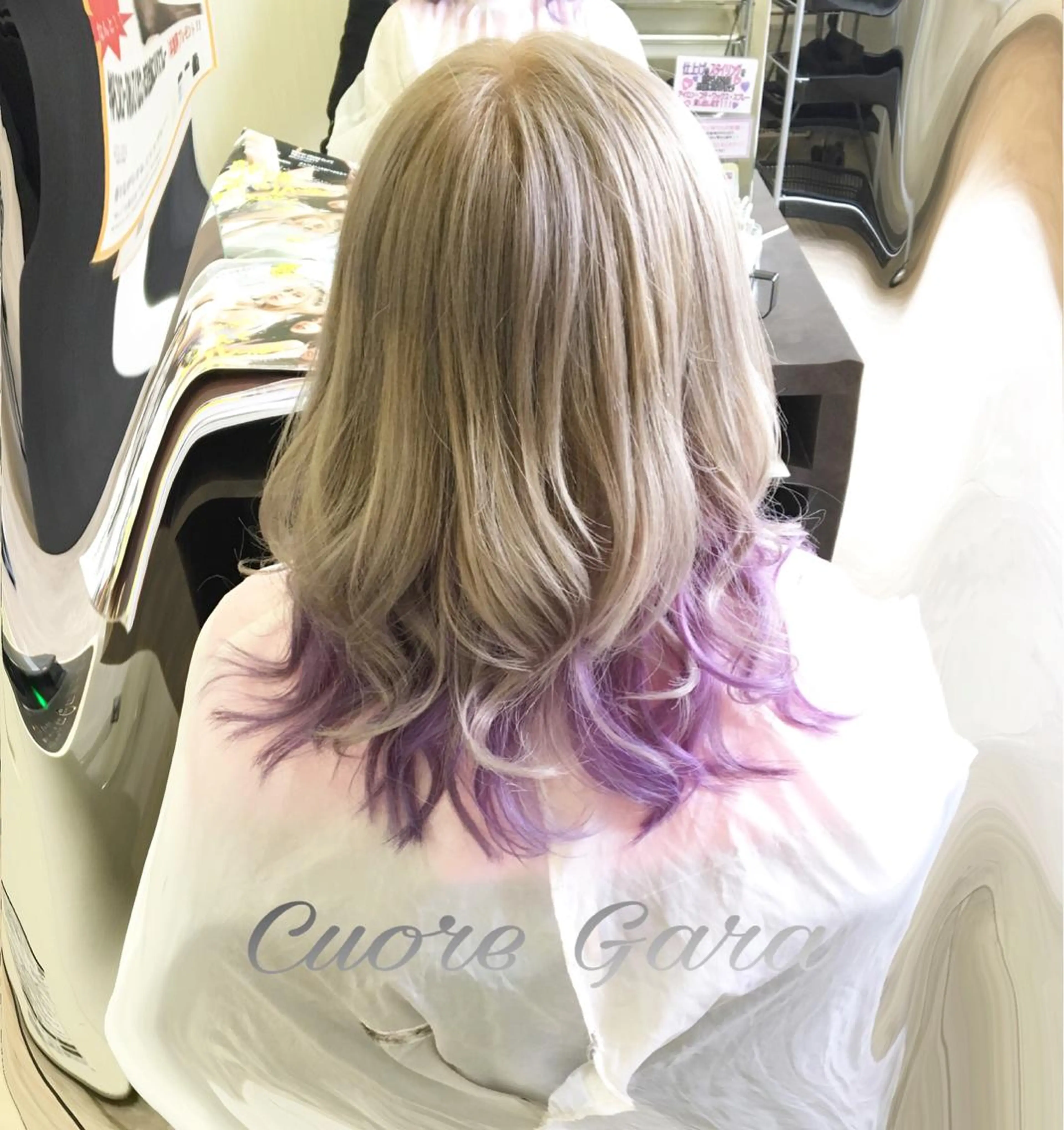 ロング カラー インナーカラー パープルカラー 💓シールエクステ ルミエールのヘアスタイル