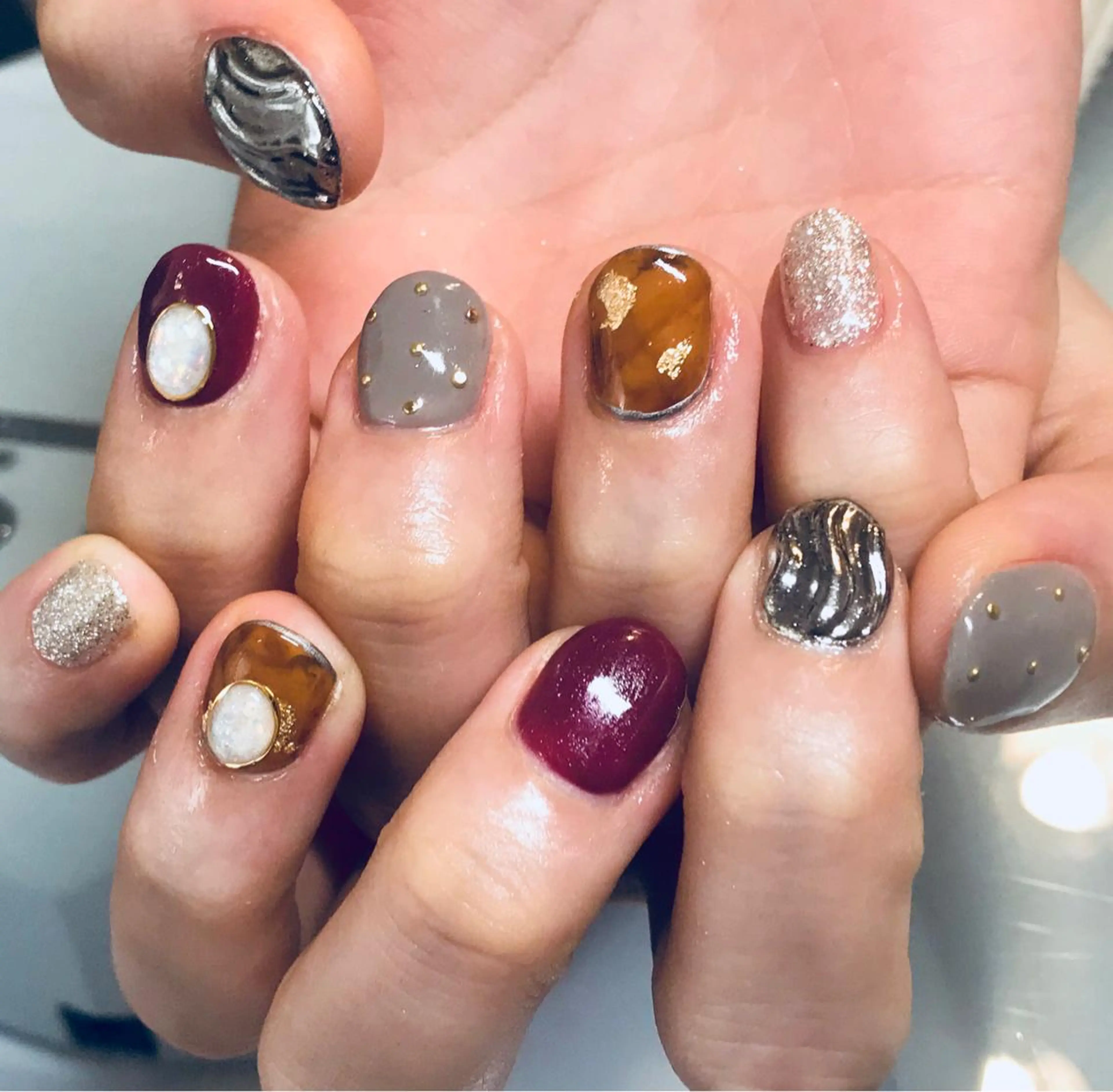 ショート ネイル キラキラネイル nail&eye Aoのマツエク・マツパデザイン