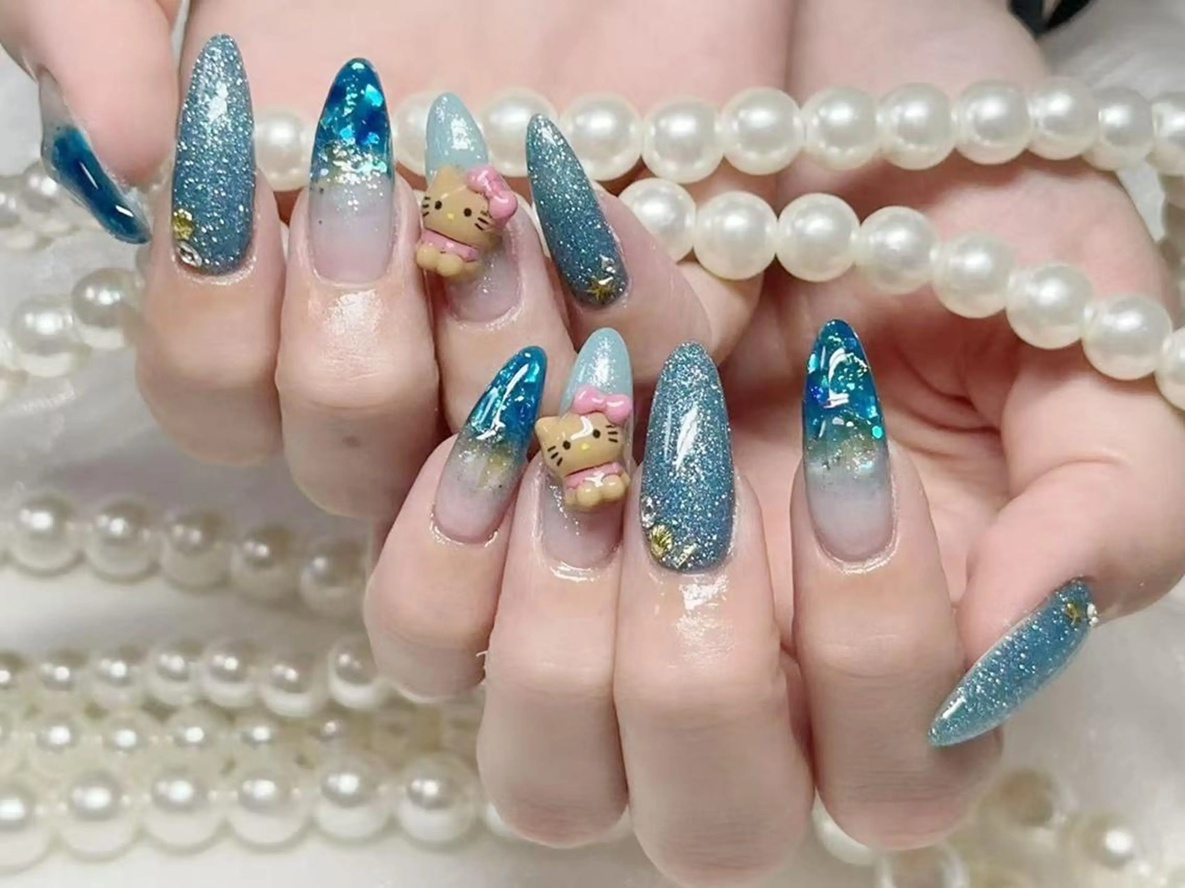 ネイル アートネイル クリアネイル 成人式 長さ出し フラッシュネイル ハンドネイル Ru na🍳のネイルデザイン