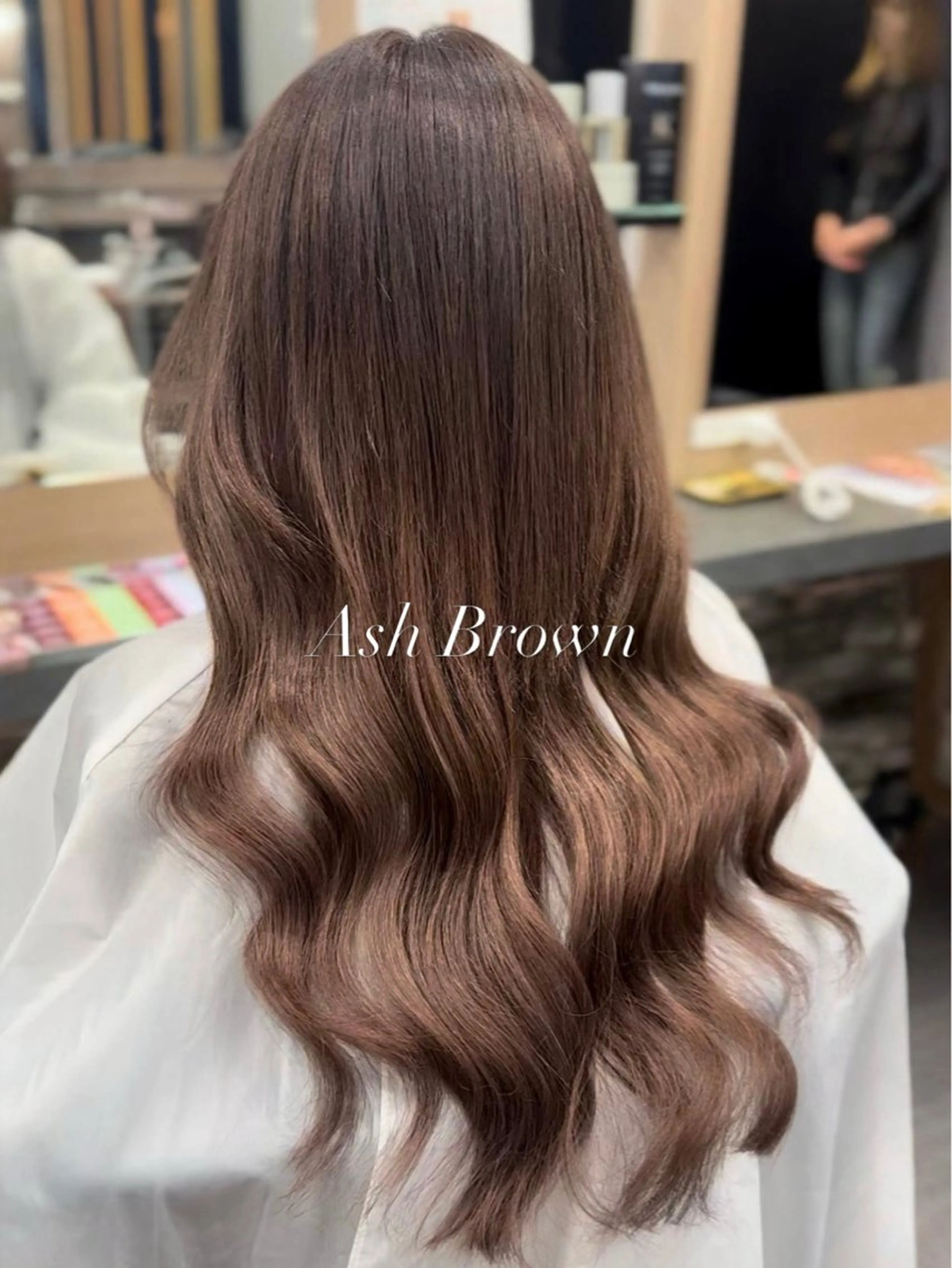 ロング カラー シールエクステ アッシュ アッシュブラウン ブラウンカラー 透明感カラー カット ヘアカラー エクステ ハイトーン/エクステ 横浜/RIEのヘアスタイル
