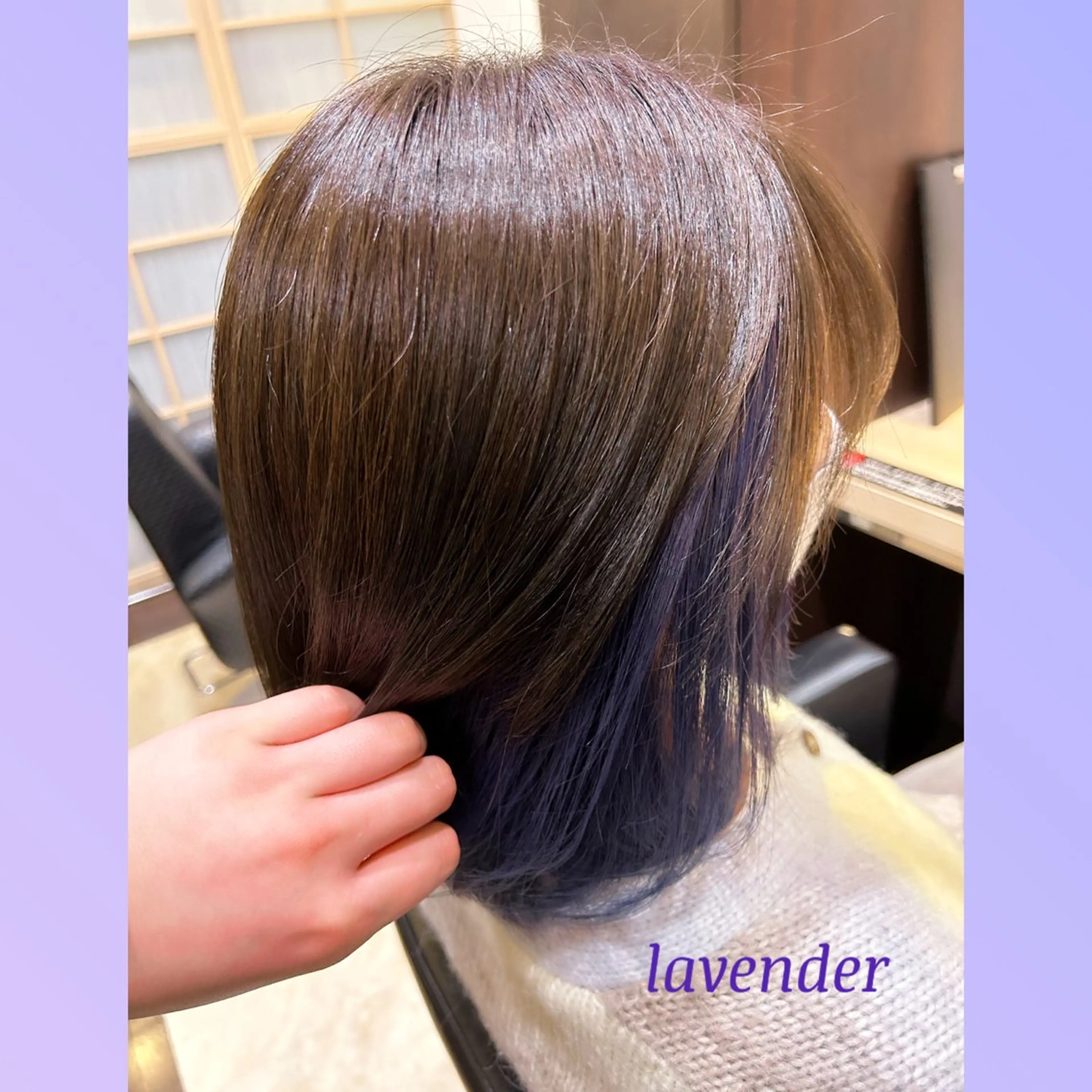 ミディアム カラー インナーカラー ラベンダーカラー パーマモデル募集中 瀬在紗也香のヘアスタイル