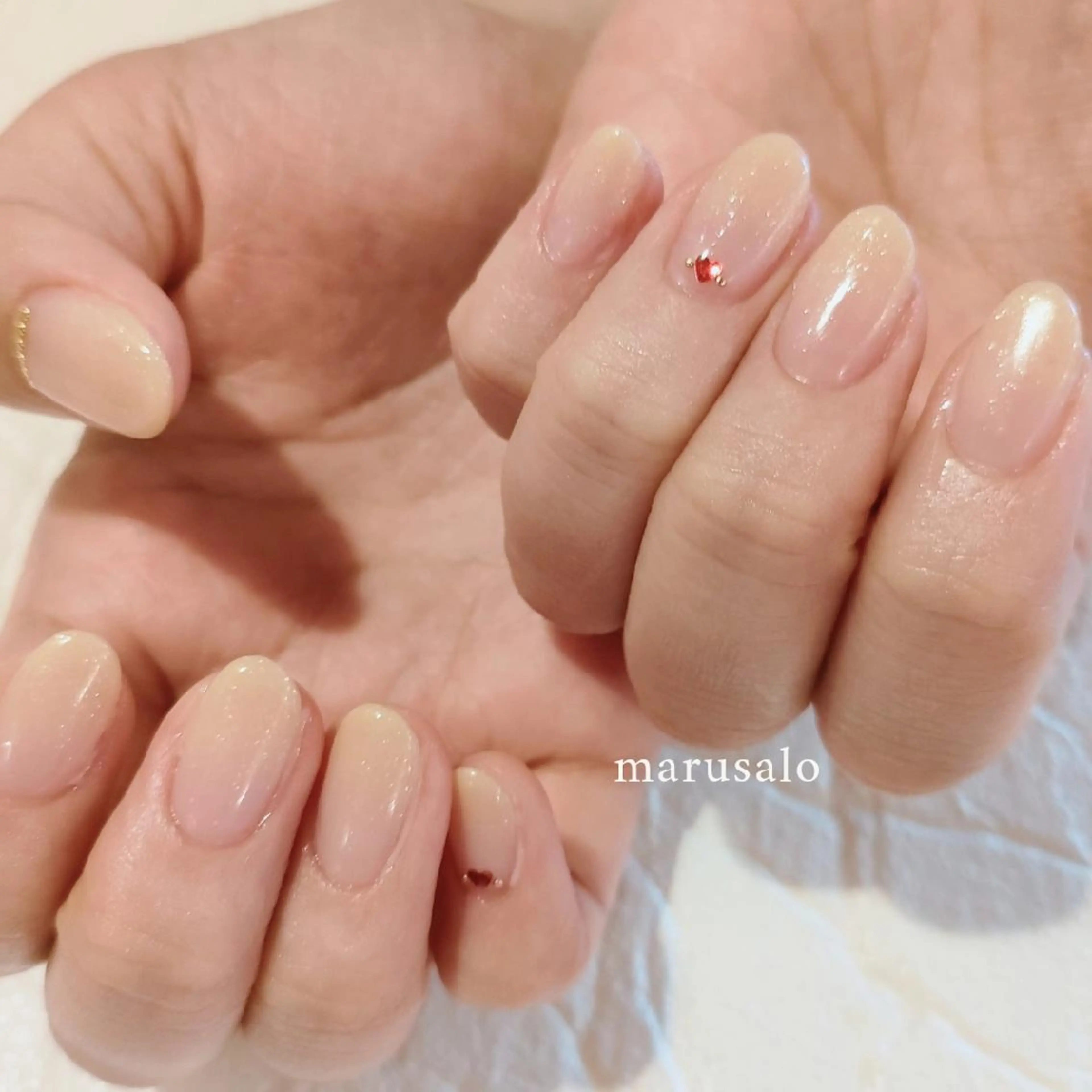 ネイル アートネイル グラデーション ハート ラメ(グリッター) ラメグラデーション ハンドネイル marusalo nailのネイルデザイン