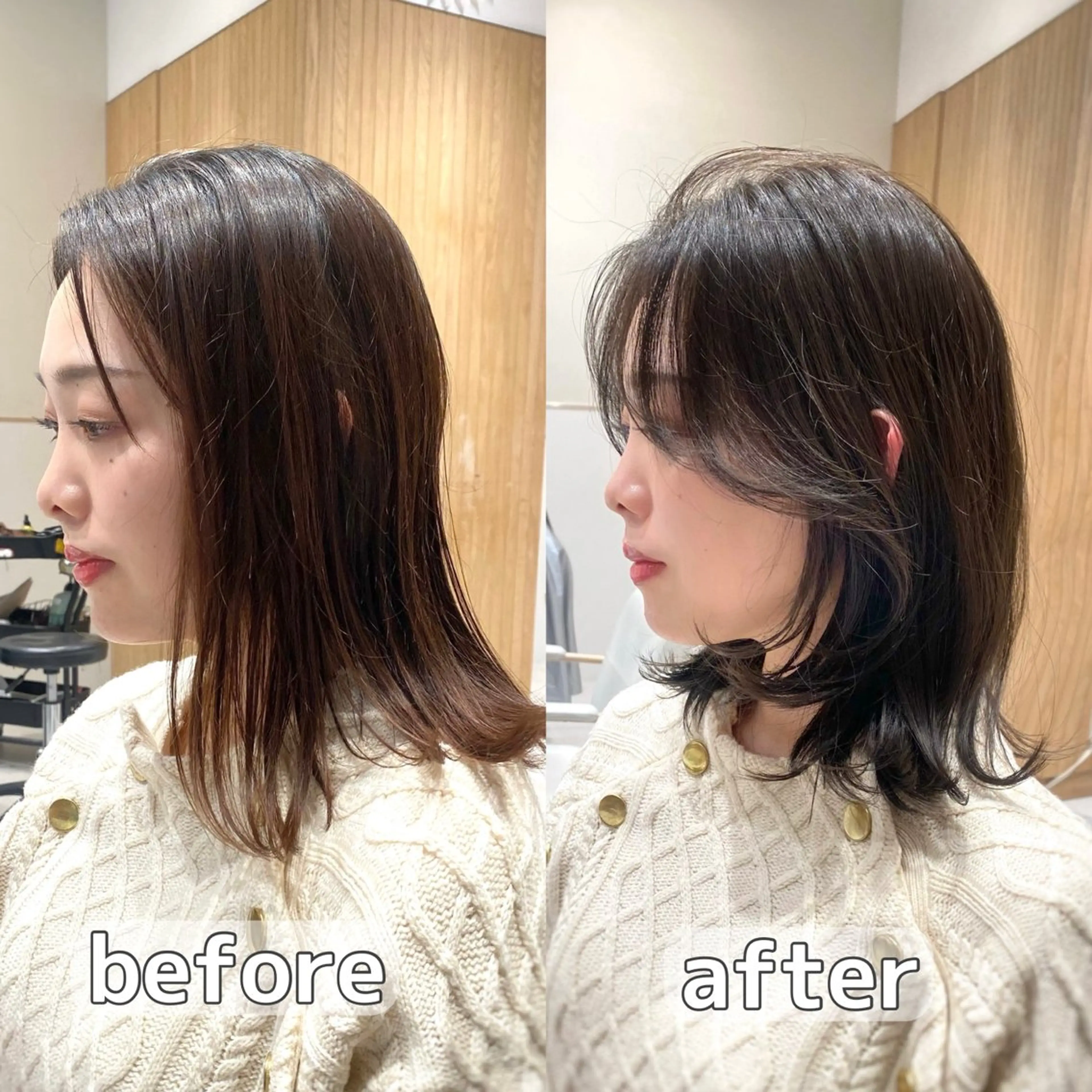 ミディアム パーマ ヘアアレンジ ボブレイヤー ボブ かきあげバング レイヤーカット カット ヘアカラー トリートメント ヘアセット 小野寺瑞希 /最小顔カットのヘアスタイル