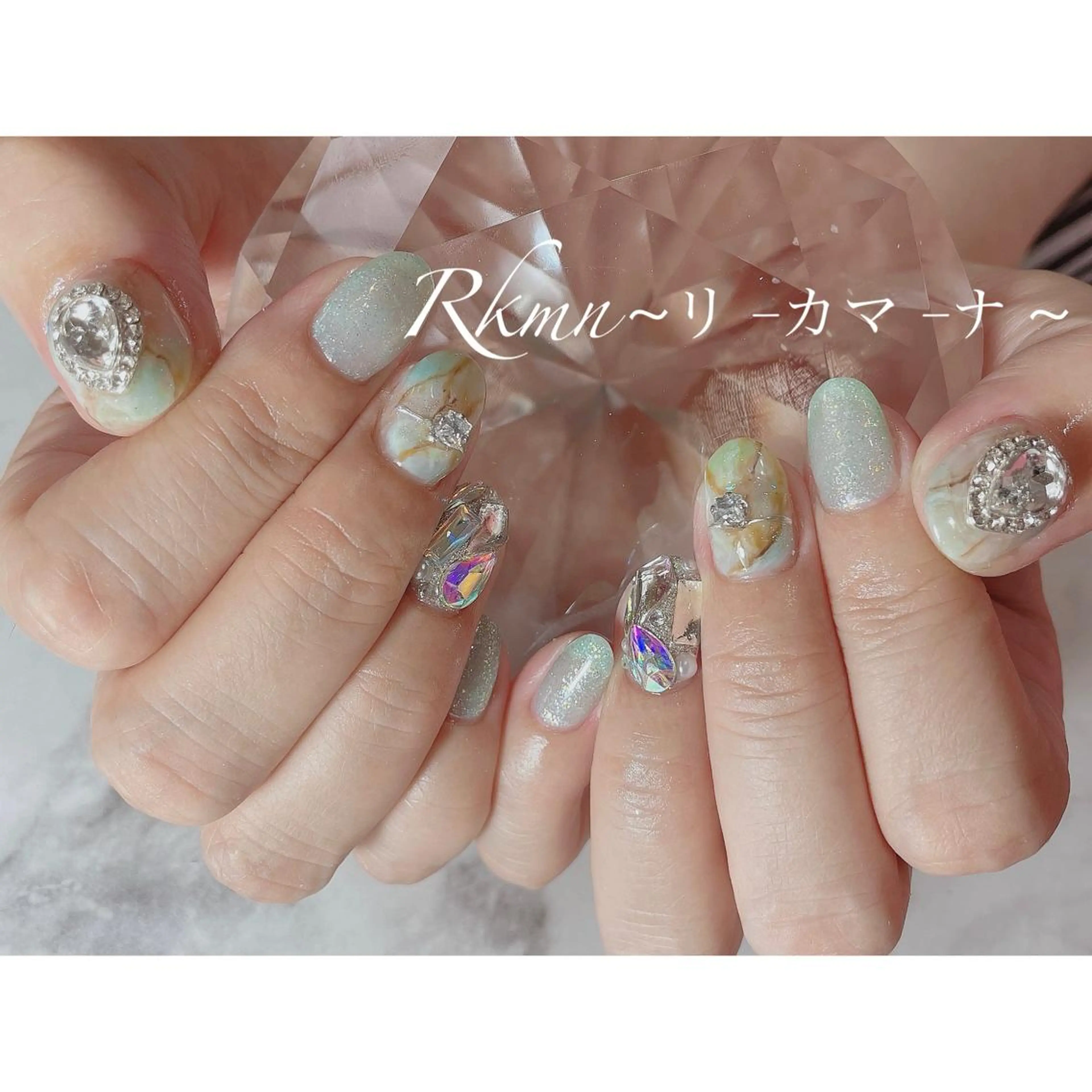 ネイル アートネイル 大理石ネイル(マーブル) 春ネイル ハンドネイル フットネイル ハンドケア Rkmn ~リ-カマ-ナ~のネイルデザイン