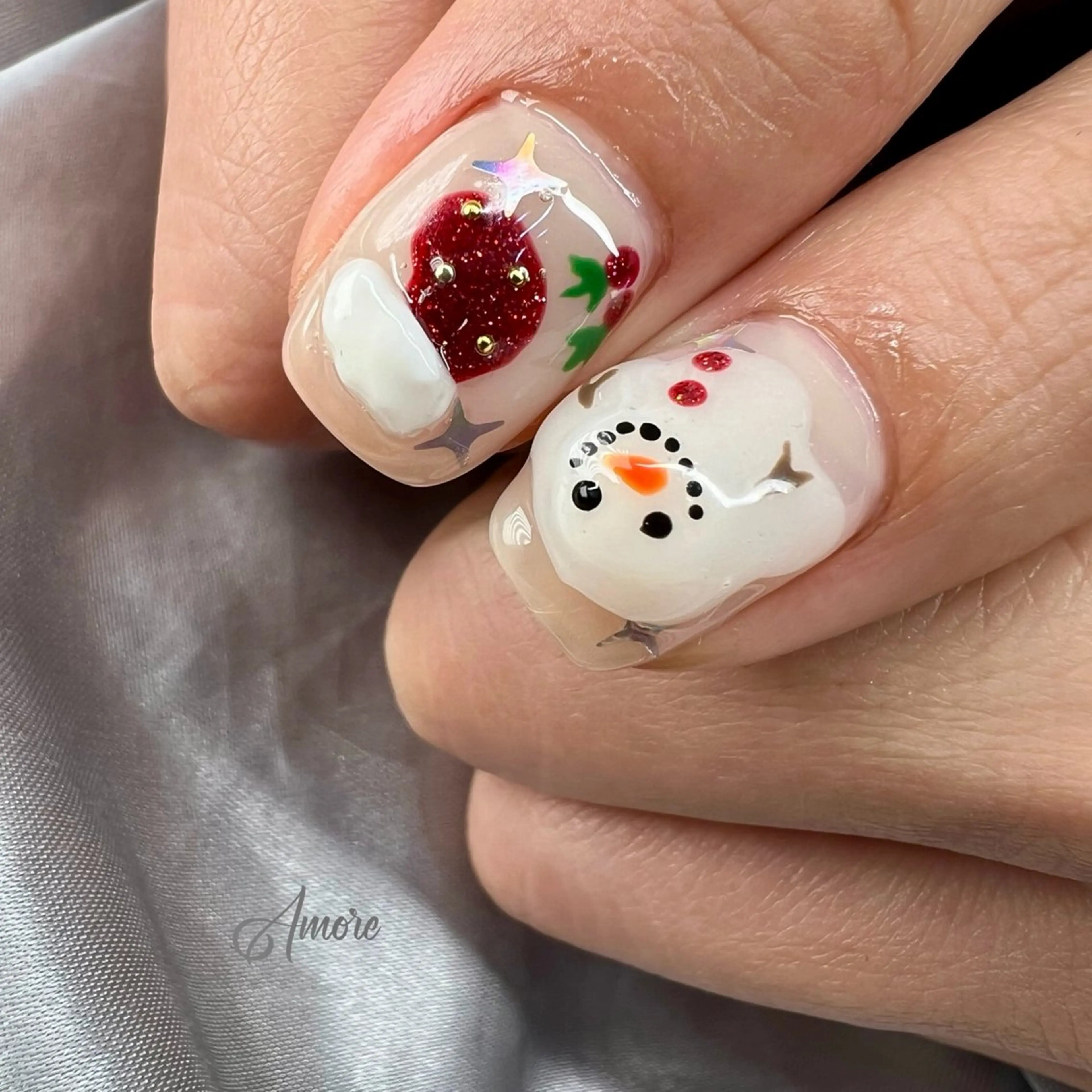 ネイル ジェルネイル キラキラネイル 韓国ネイル パラジェル 冬ネイル You kyehwaのネイルデザイン