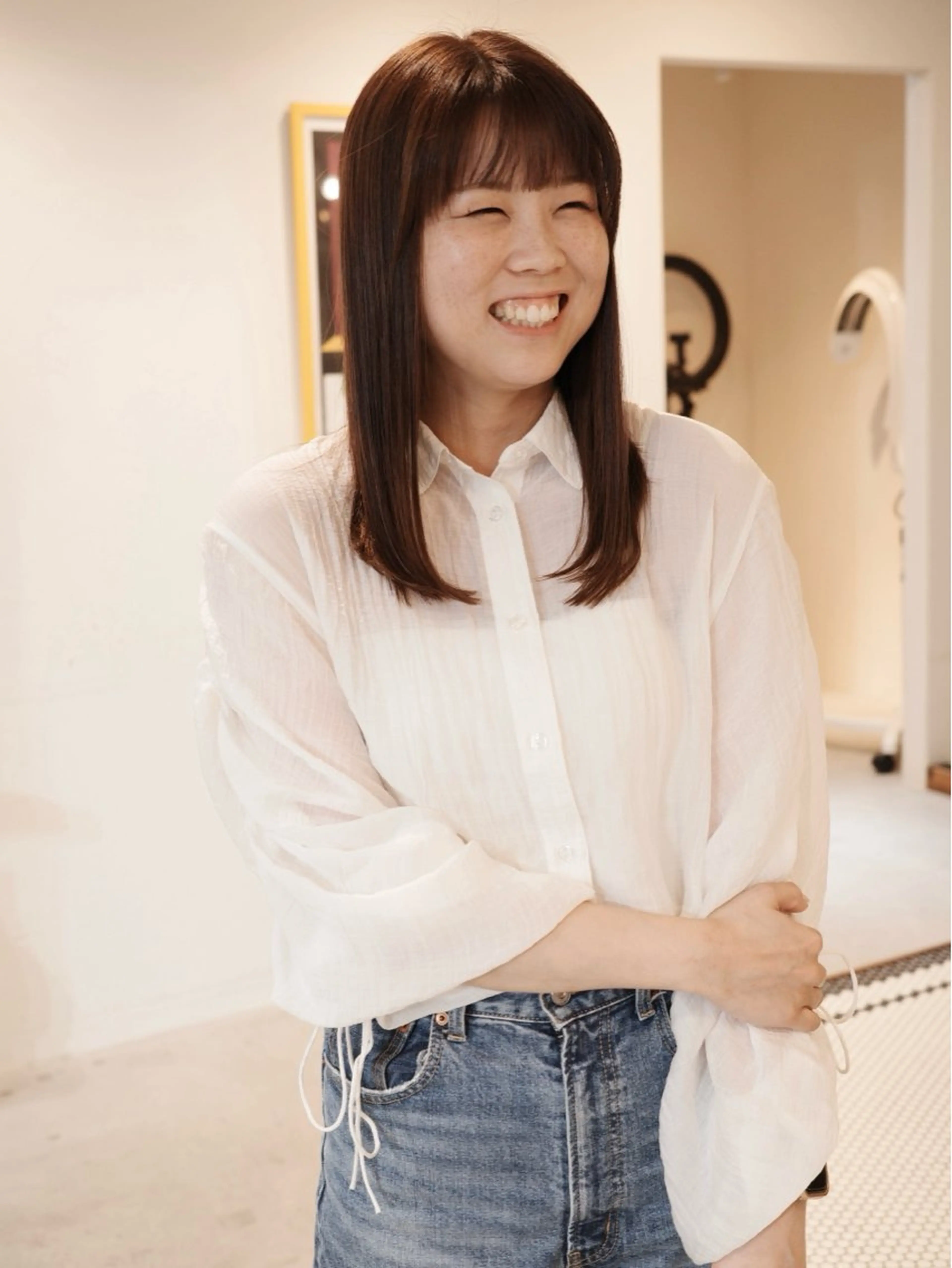 セミロング トリートメント ヘアカラー トリートメント (h)wim kikoのヘアスタイル