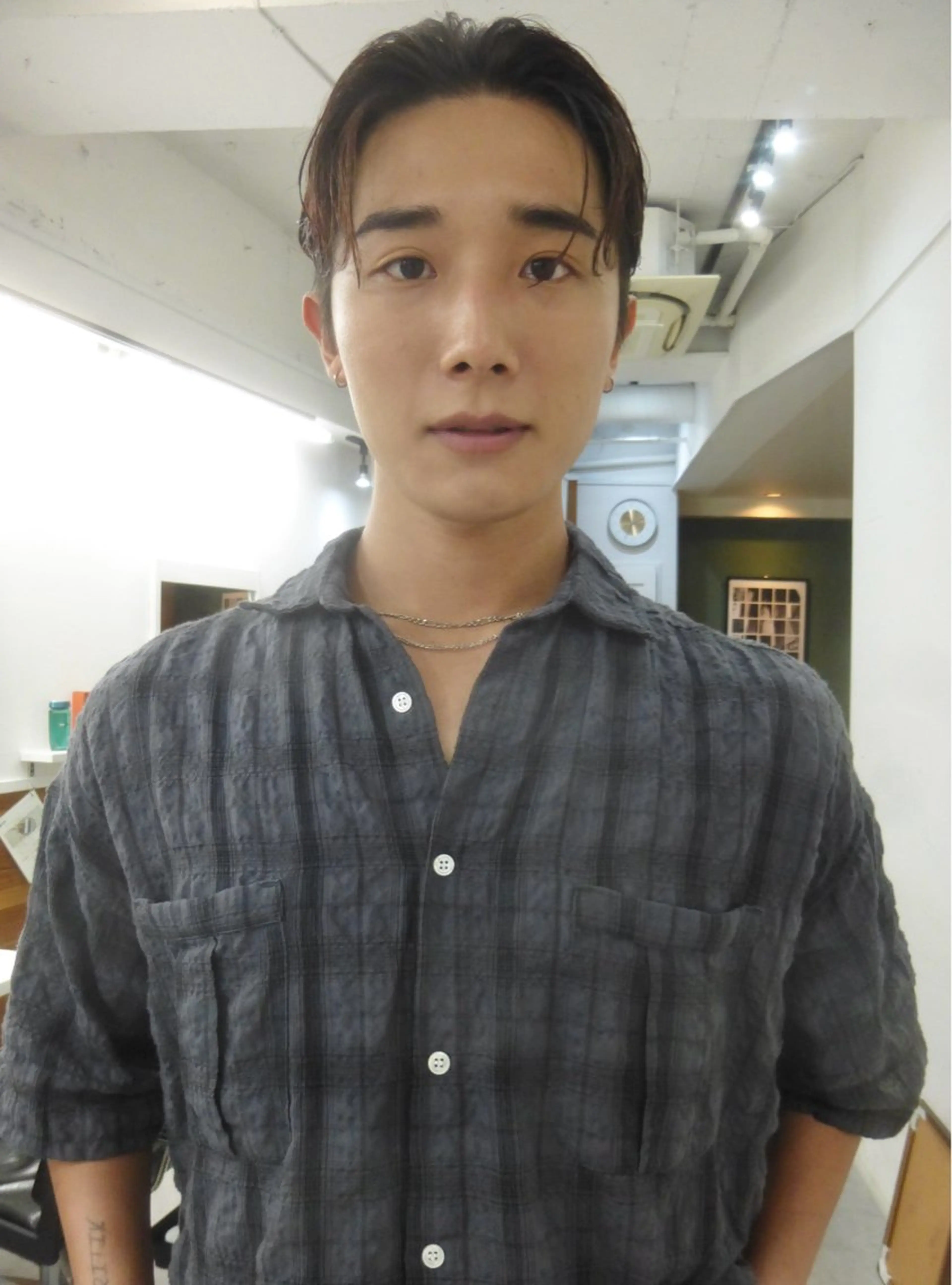 ミディアム パーマ メンズ カット パーマ グランジヘア 無造作ヘアHYUGAのヘアスタイル