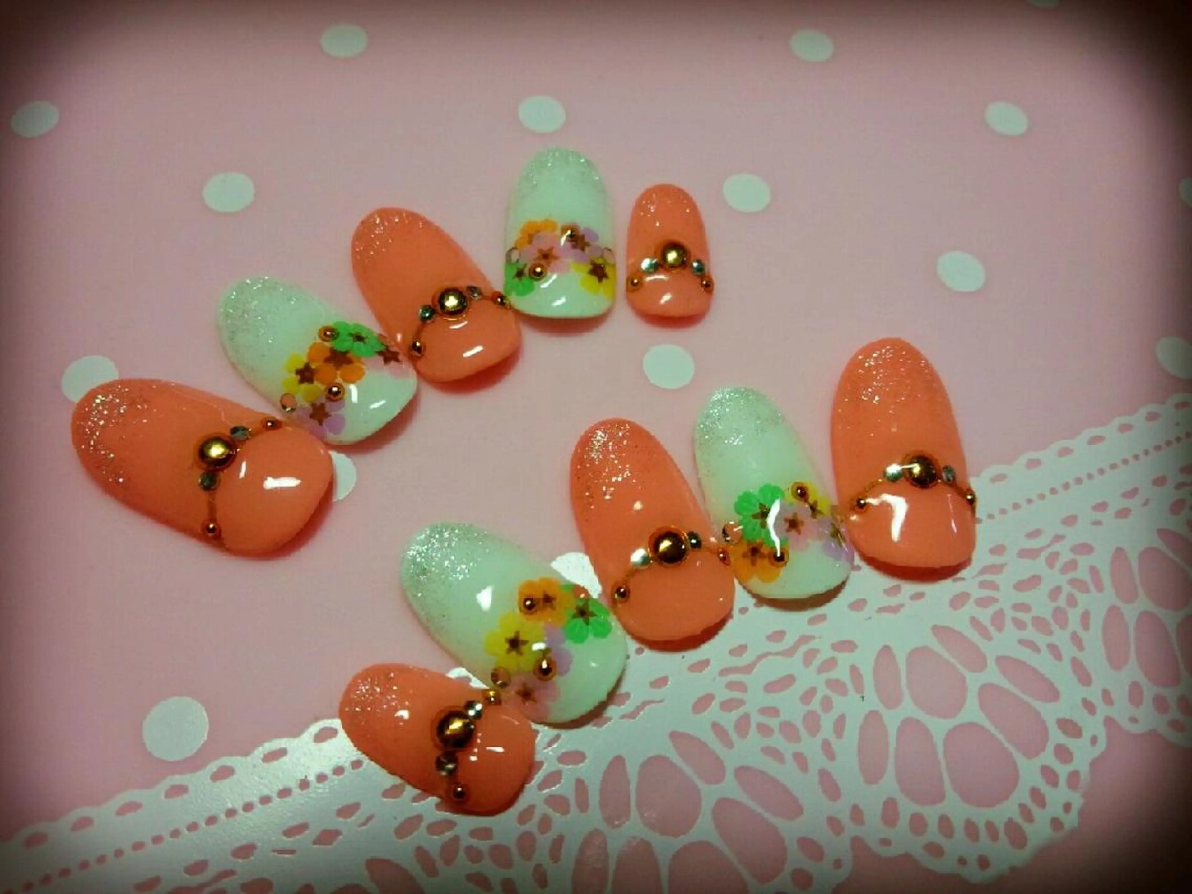 ネイル オレンジ ネイルチップ ブライダルネイル nail yukkoのネイルデザイン