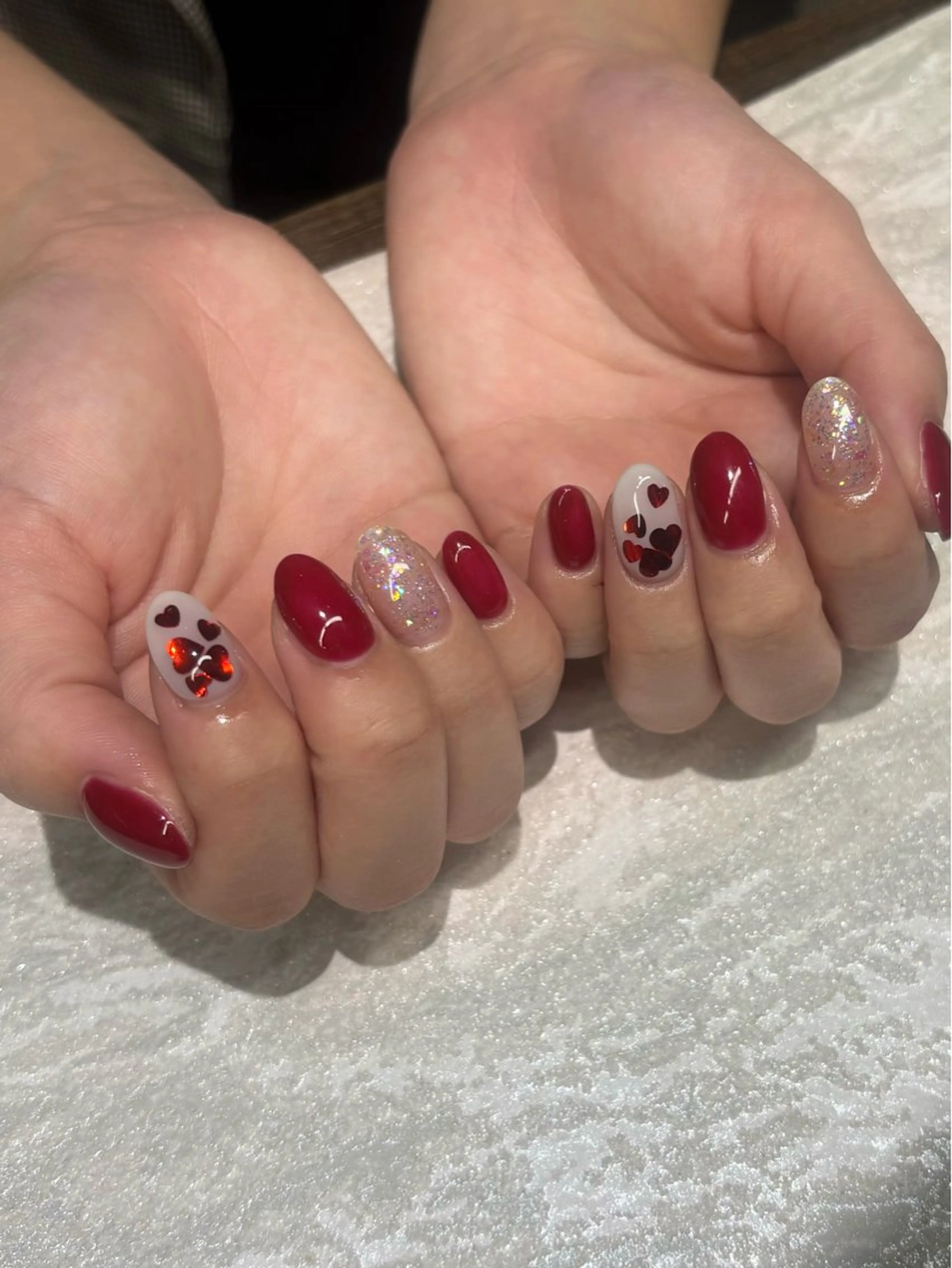 ネイル アートネイル クリアネイル 大理石ネイル(マーブル) 持ち込み ワンカラーネイル sofa 原 苺花のネイルデザイン