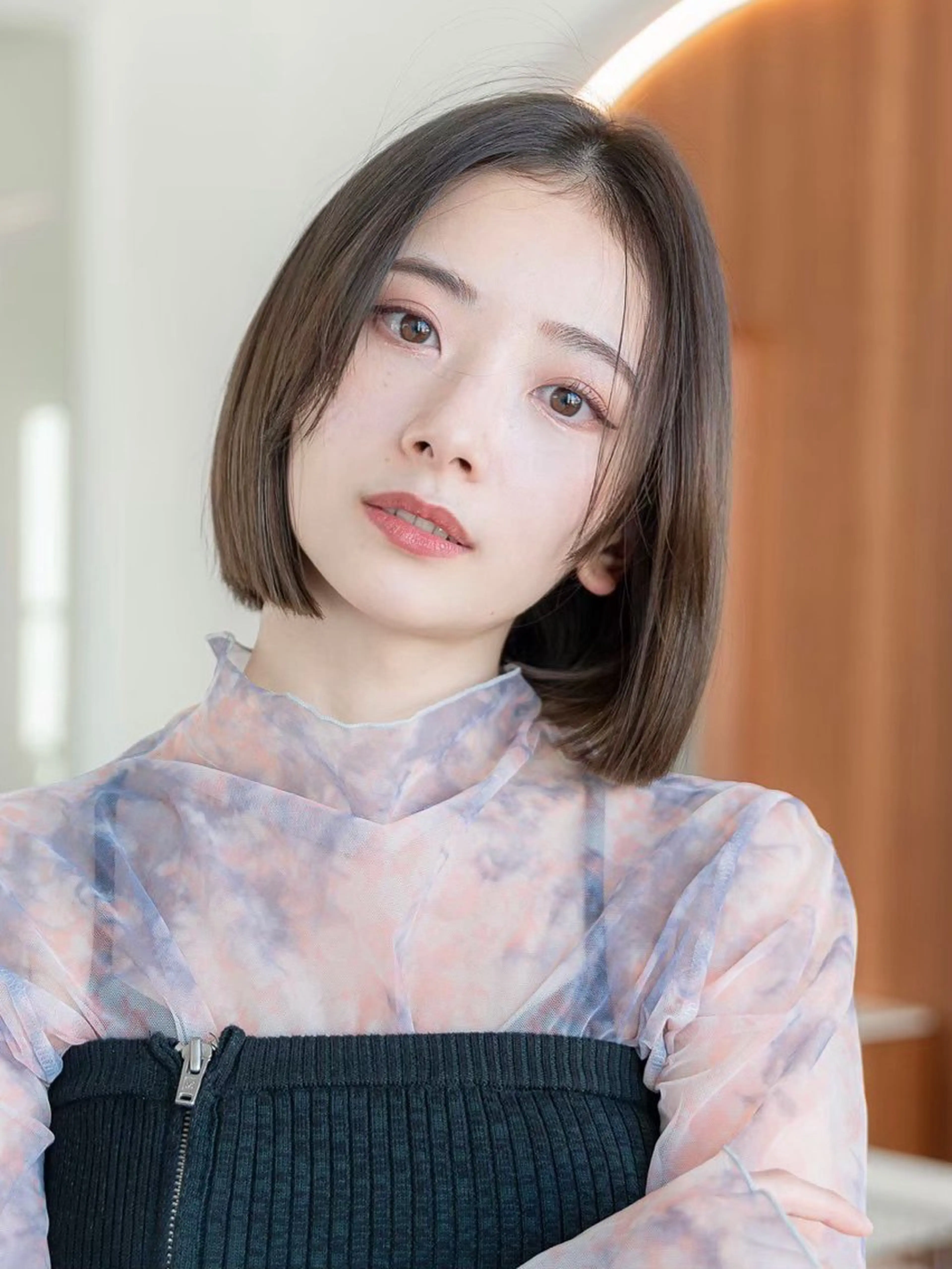 ミディアム カラー 渋谷/レイヤーボブ・ 韓国ボブ特化/楓のヘアスタイル