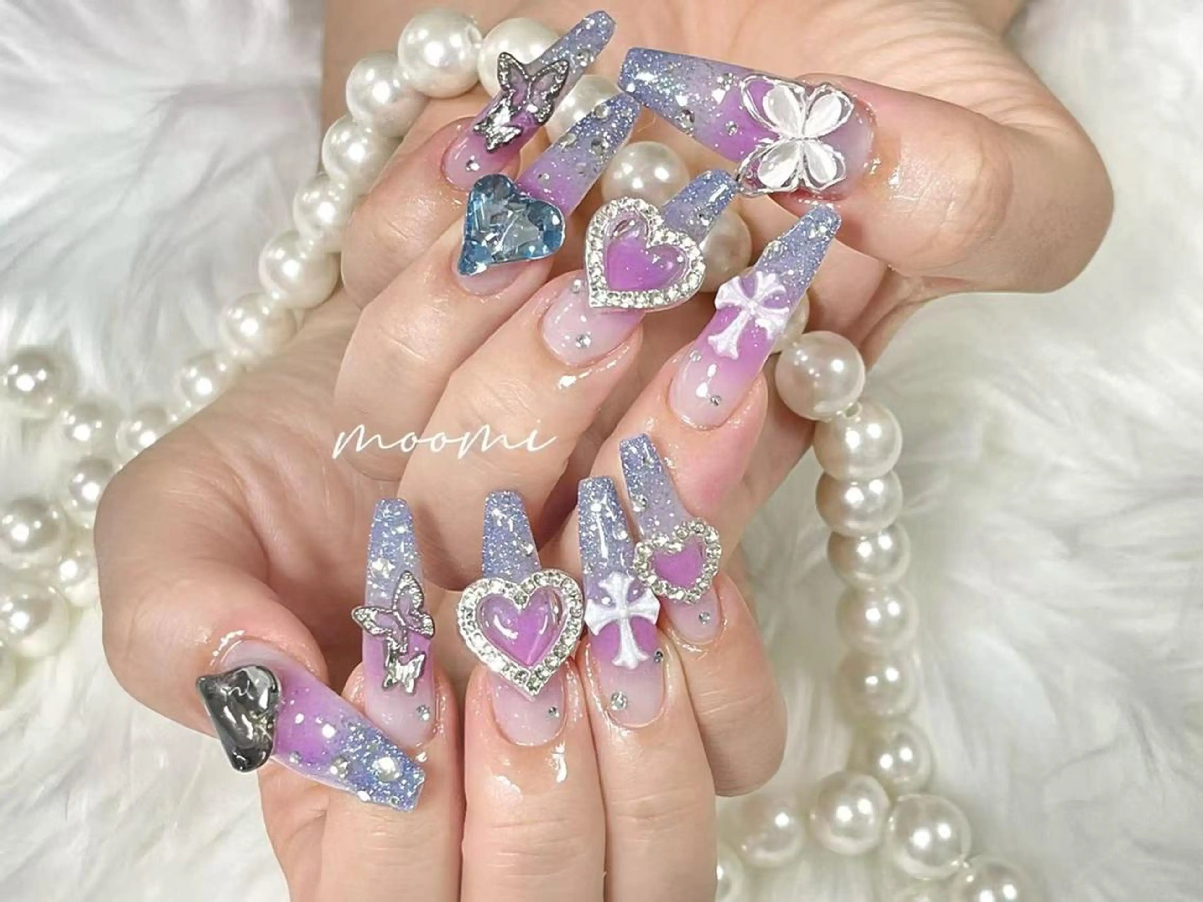 ネイル 長さ出し ジェルネイル グラデーション 韓国ネイル マグネットネイル moomi nail スカルプ専門のネイルデザイン