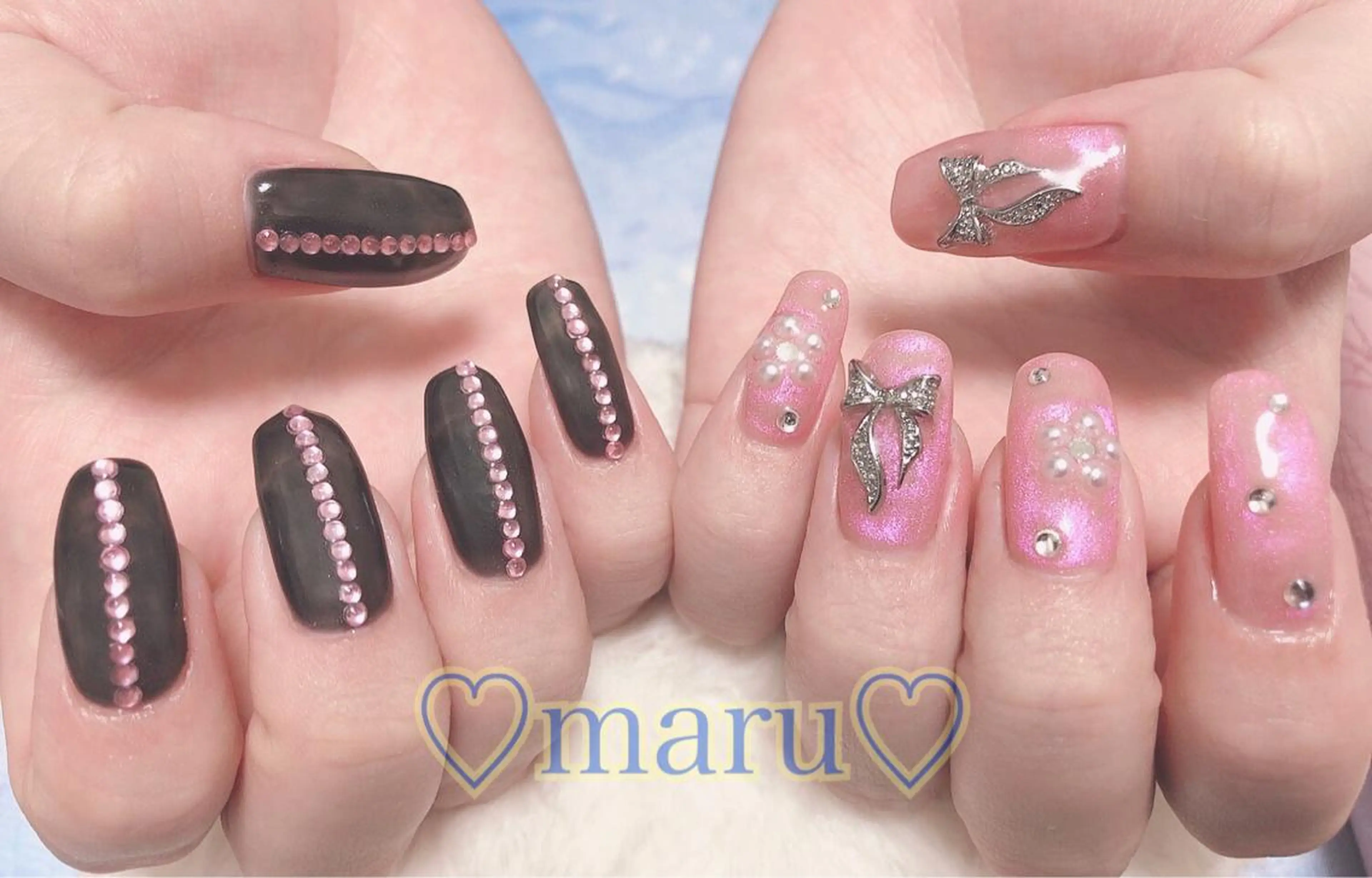 ネイル リボン ハンドネイル フットネイル まるみ ♡のネイルデザイン