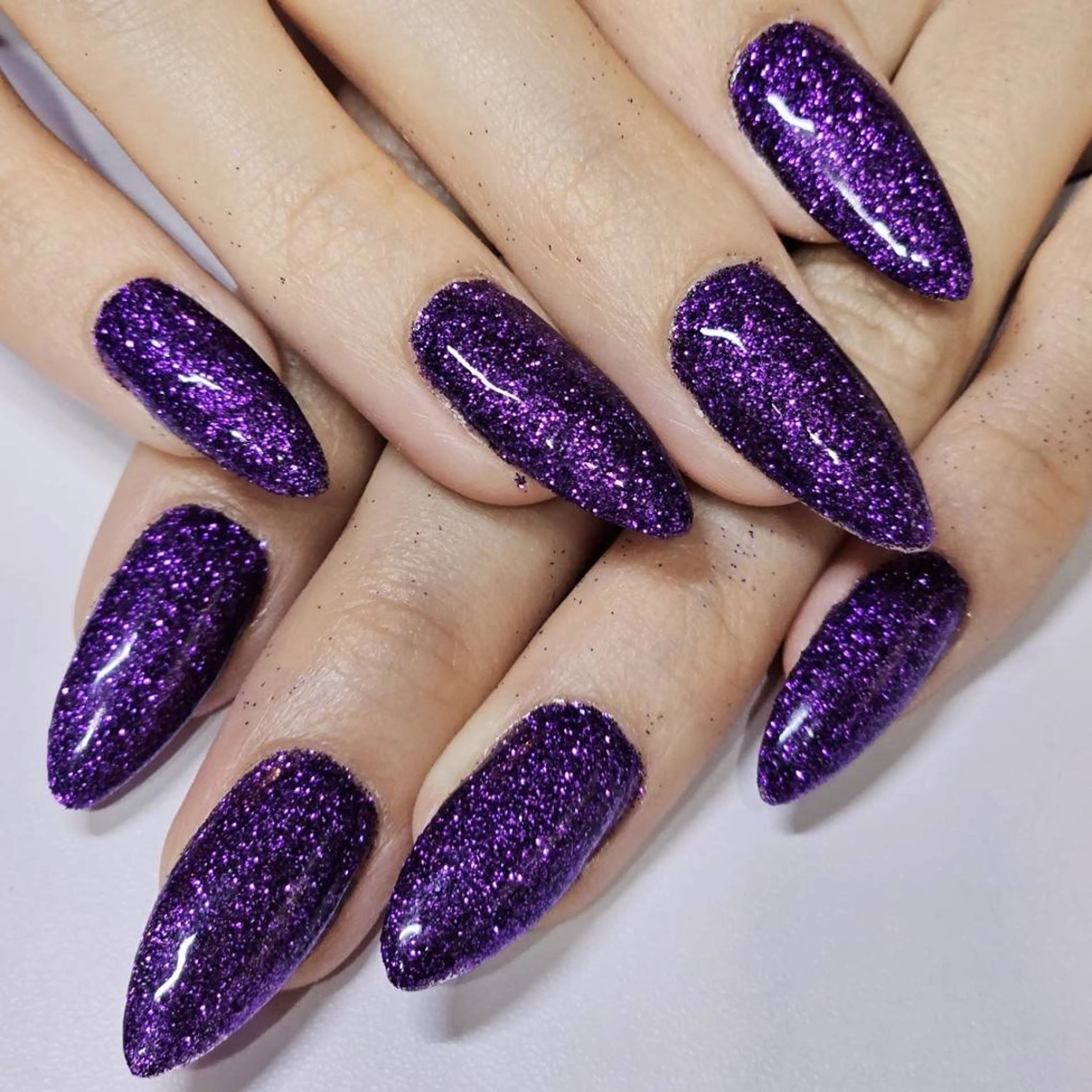 ネイル ラメ(グリッター) ワンカラーネイル パープル ハンドネイル よしだ ひろきのネイルデザイン