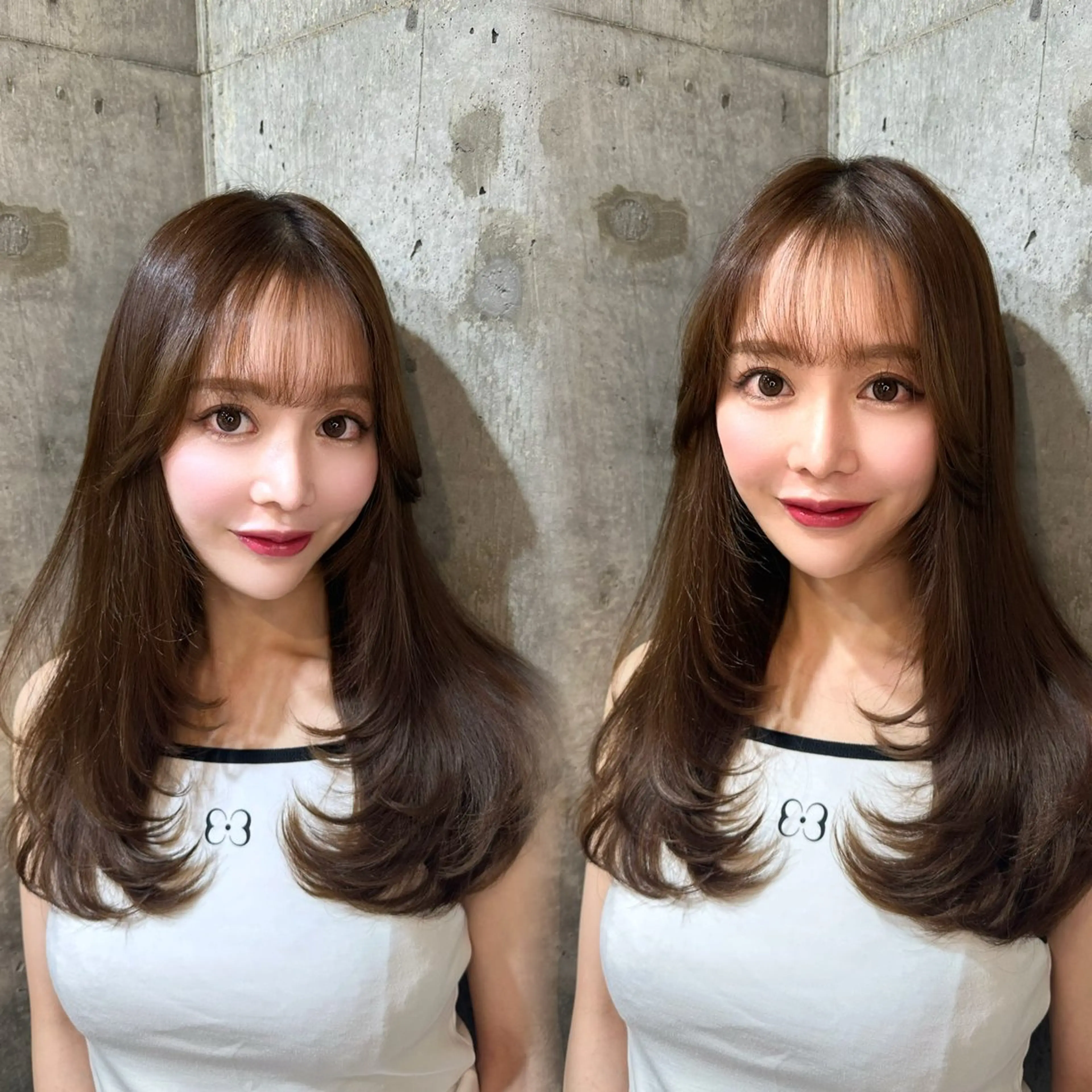 セミロング カラー カット トリートメント 新宿/韓国風レイヤー 髪質改善/渋谷直樹のヘアスタイル