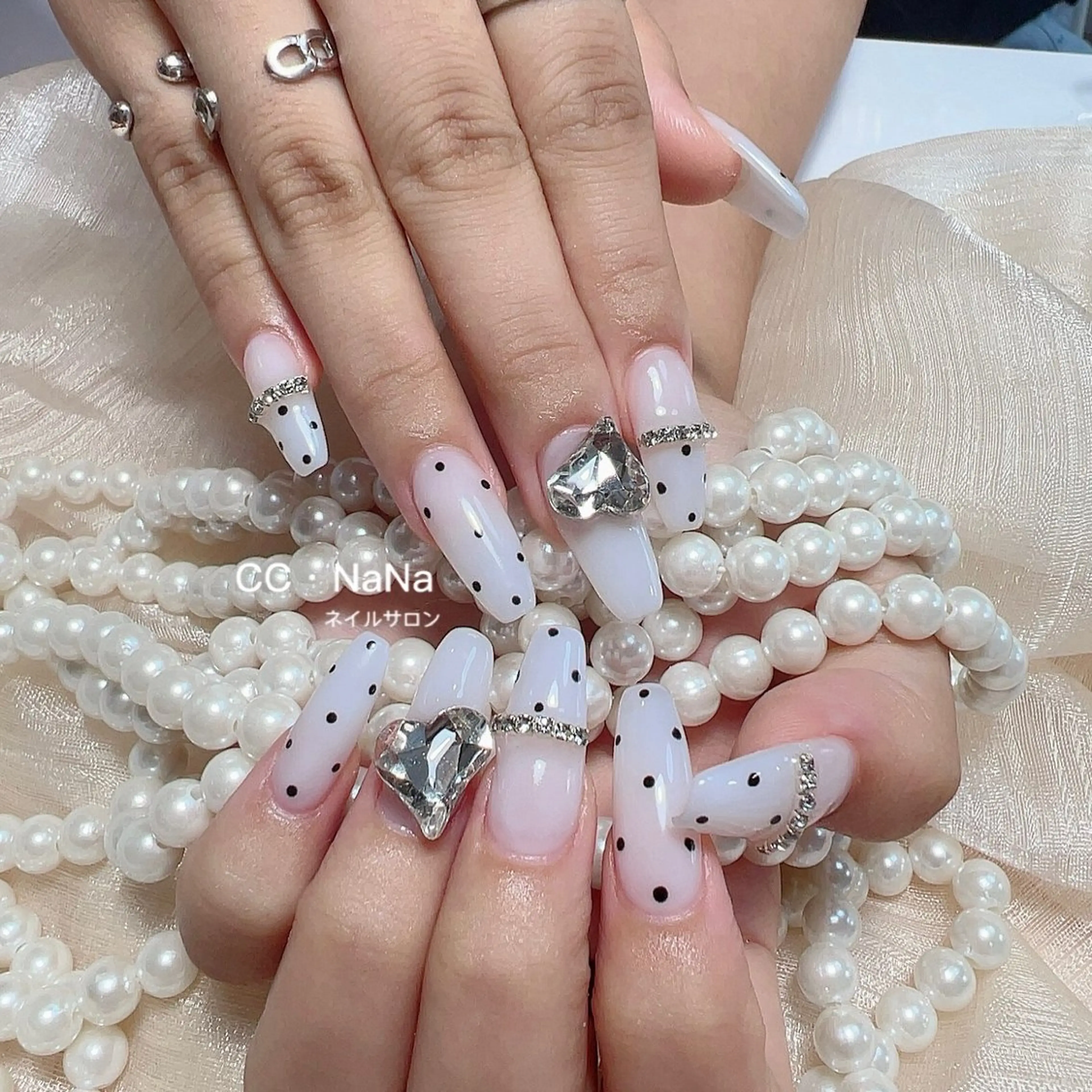 ネイル ハート スカルプネイル ハンドネイル 💎CC・NaNa 韓国風ネイル🌙Cのネイルデザイン