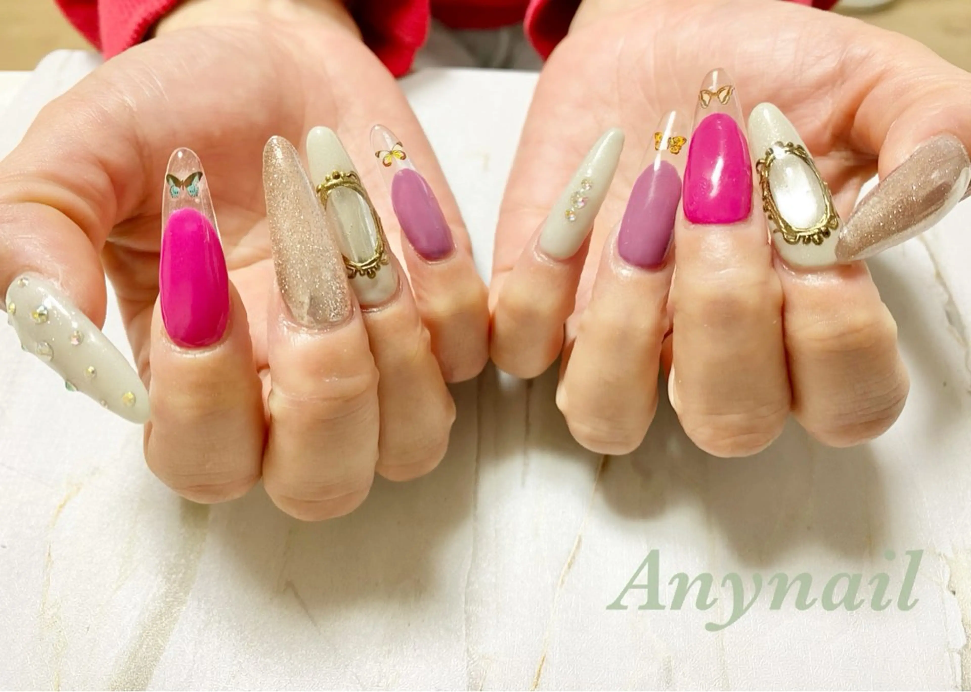 ネイル アートネイル ブルー クリアネイル フレンチネイル マグネットネイル ハンドネイル 岩澤 恵子のネイルデザイン