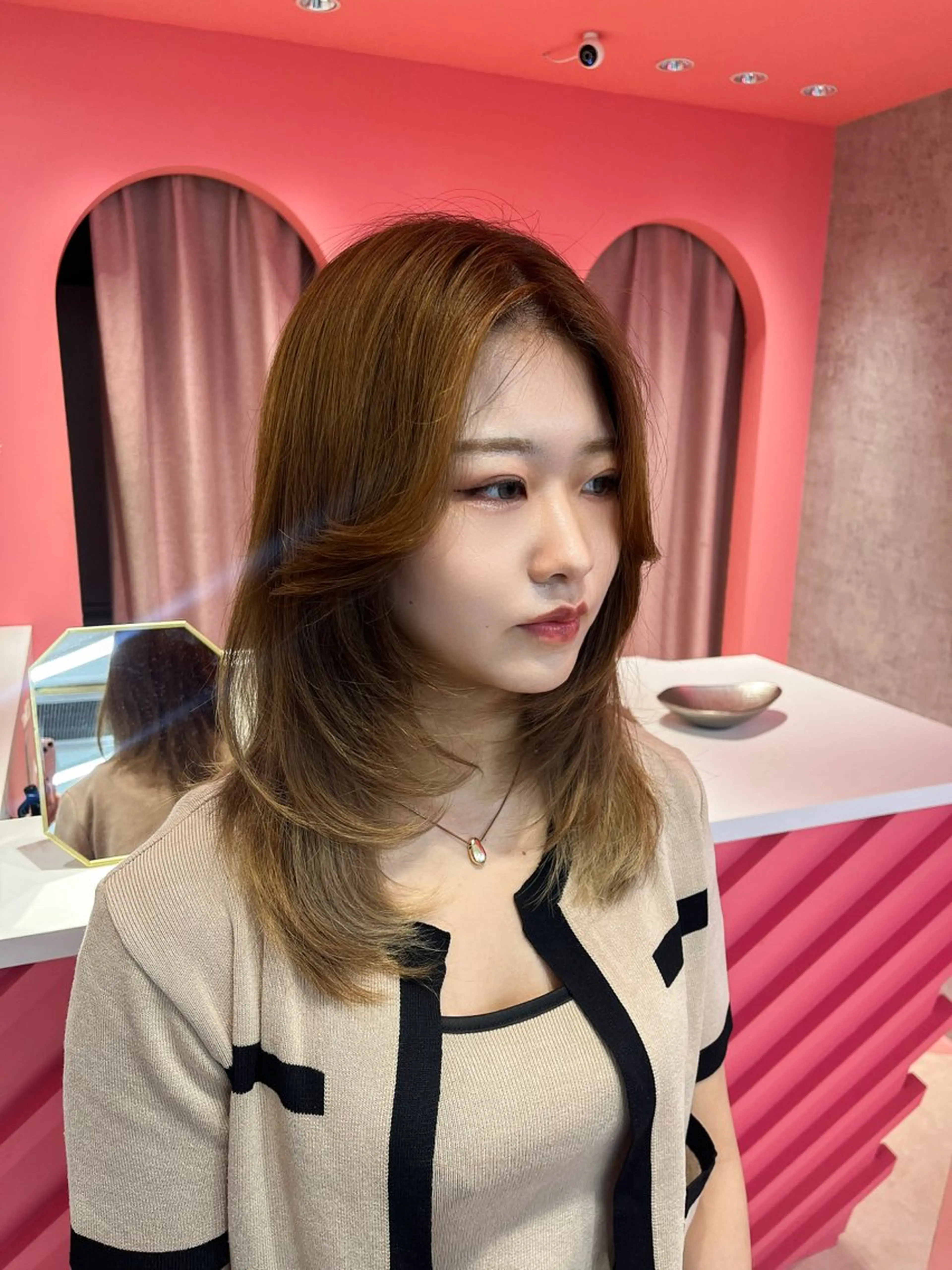 ミディアム カラー 山崎/ボブ縮毛矯正 レイヤー髪質改善のヘアスタイル