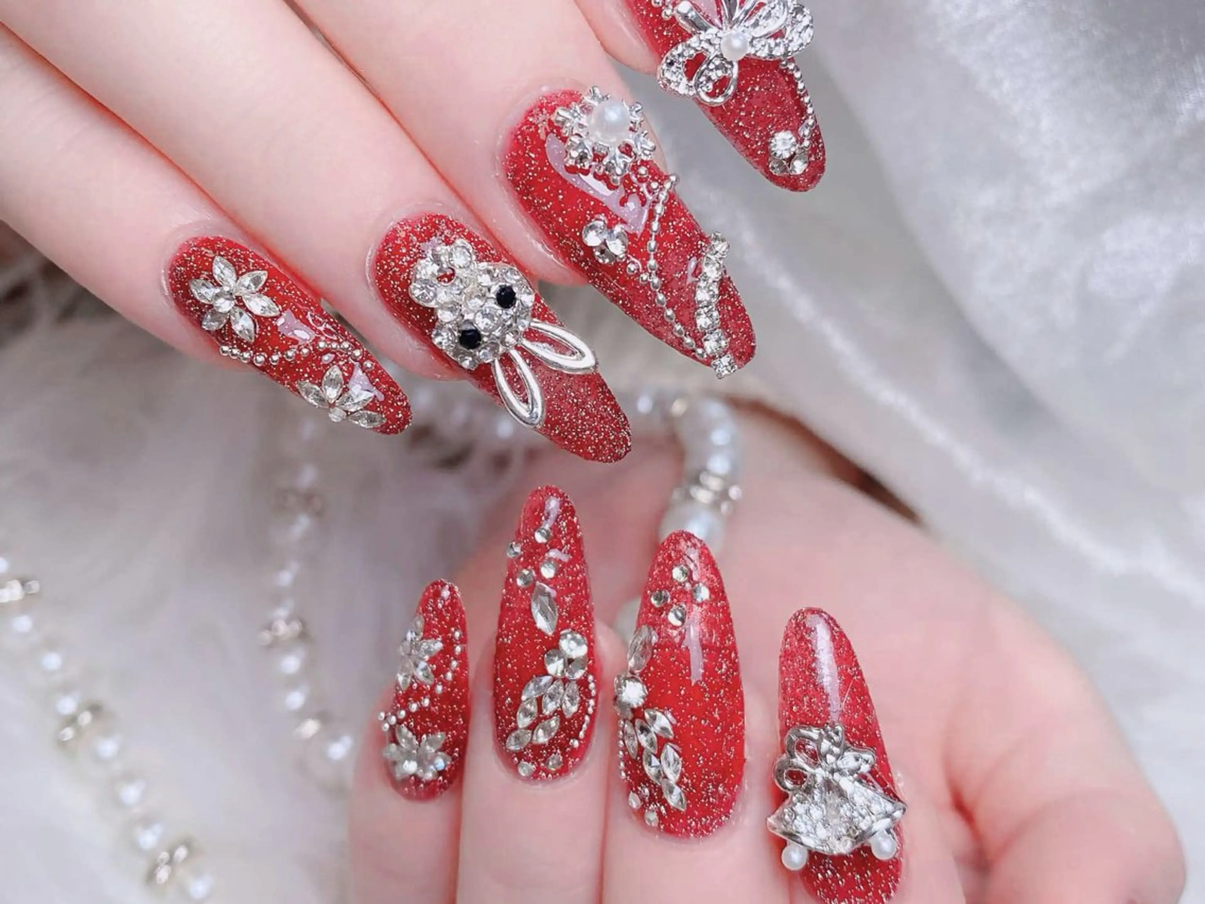 ネイル 成人式 ジェルネイル ロングネイル マグネットネイル ミディアムネイル ハンドネイル MoMoA Nail ネイル長さ出し専門店のネイルデザイン