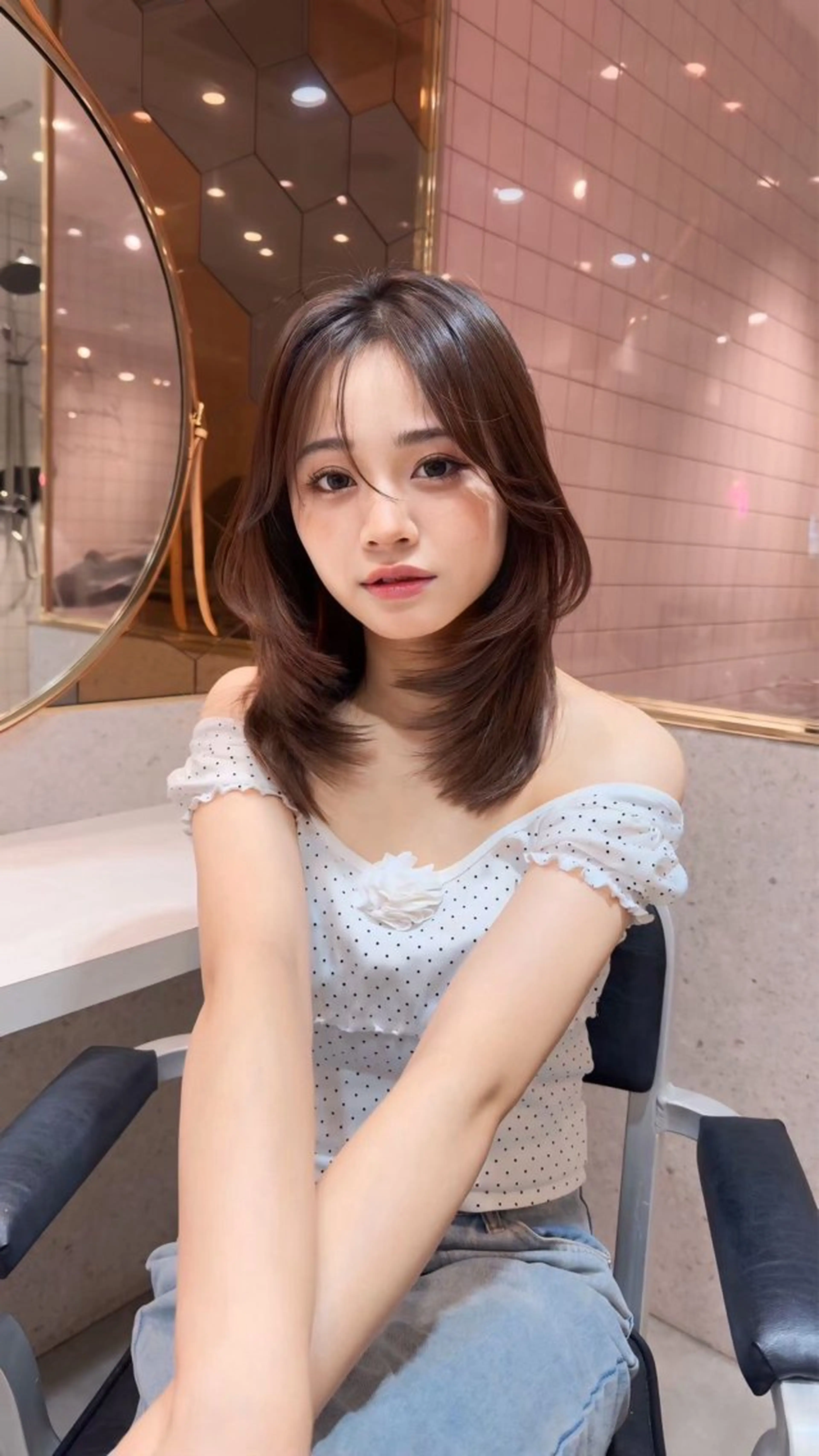 ミディアム カット ヘアカラー トリートメント 新宿/髪質改善/ボブ 韓国レイヤー大重聖斗のヘアスタイル