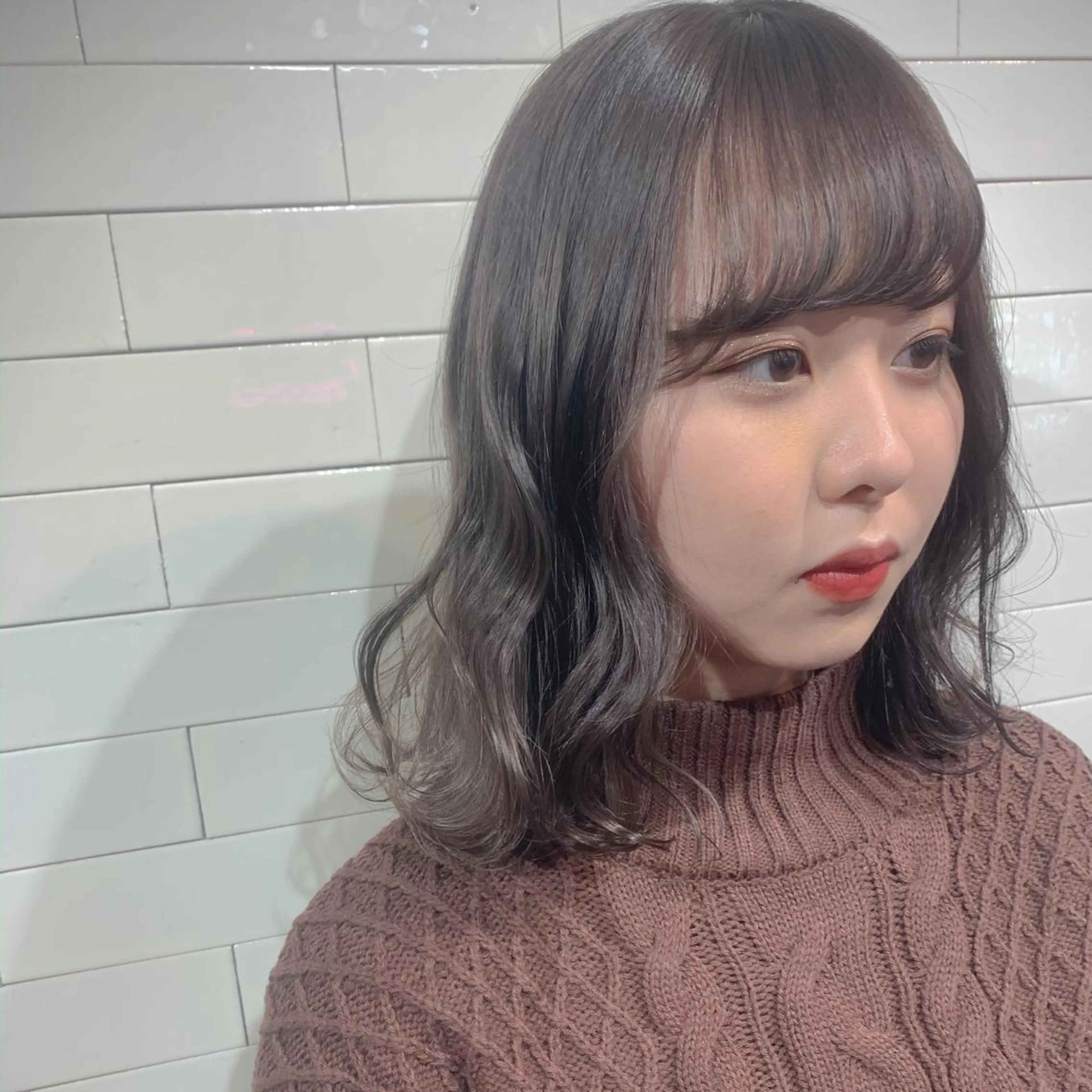 セミロング カラー ヘアアレンジ ブリーチ ケアブリーチ グレージュ 🦋レイヤーカット ミドリカワ🦋のヘアスタイル