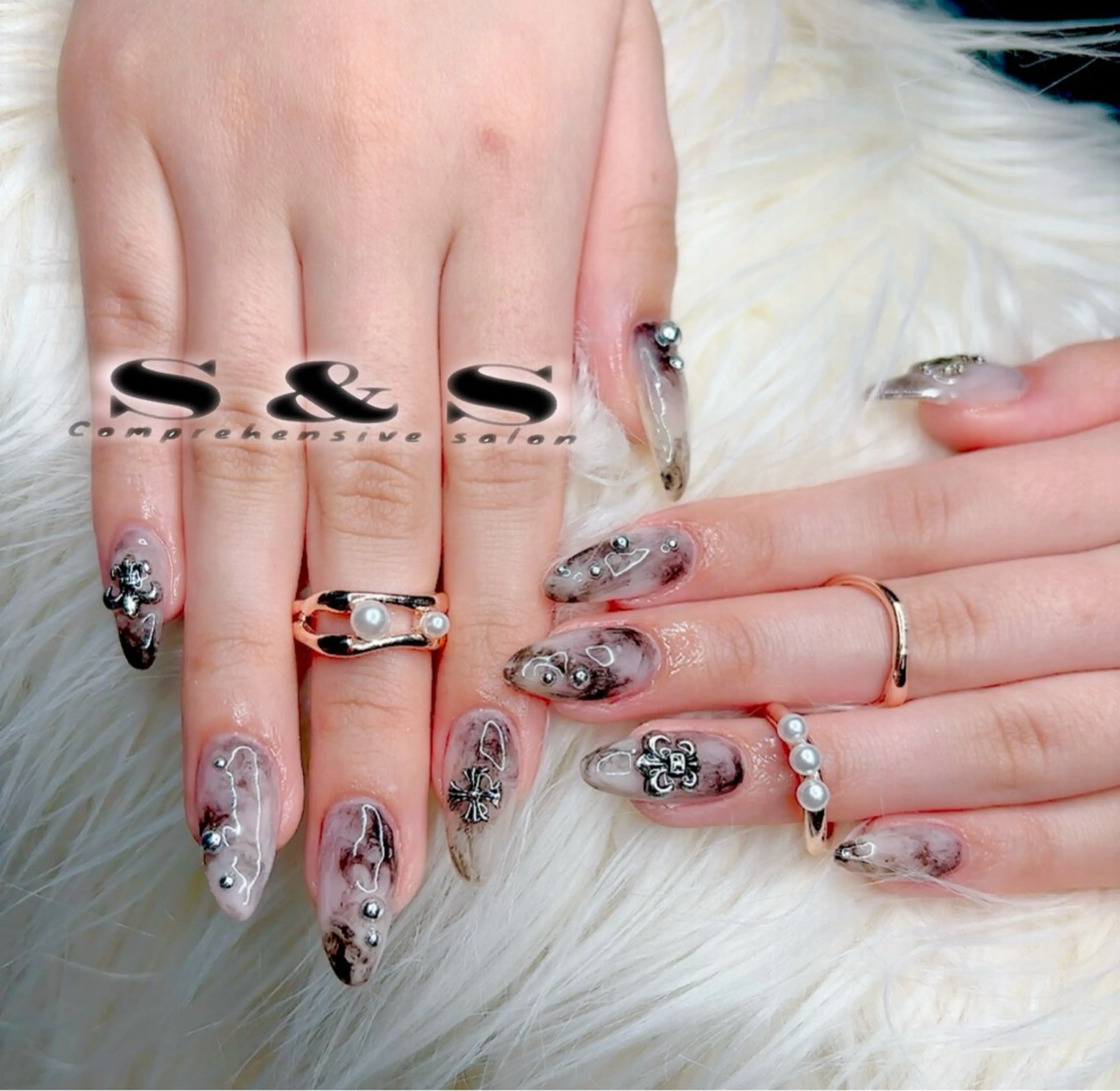 ネイル 長さ出し 大理石ネイル(マーブル) メンズネイル 持ち込み ニュアンスネイル S&S 村田小百合のネイルデザイン