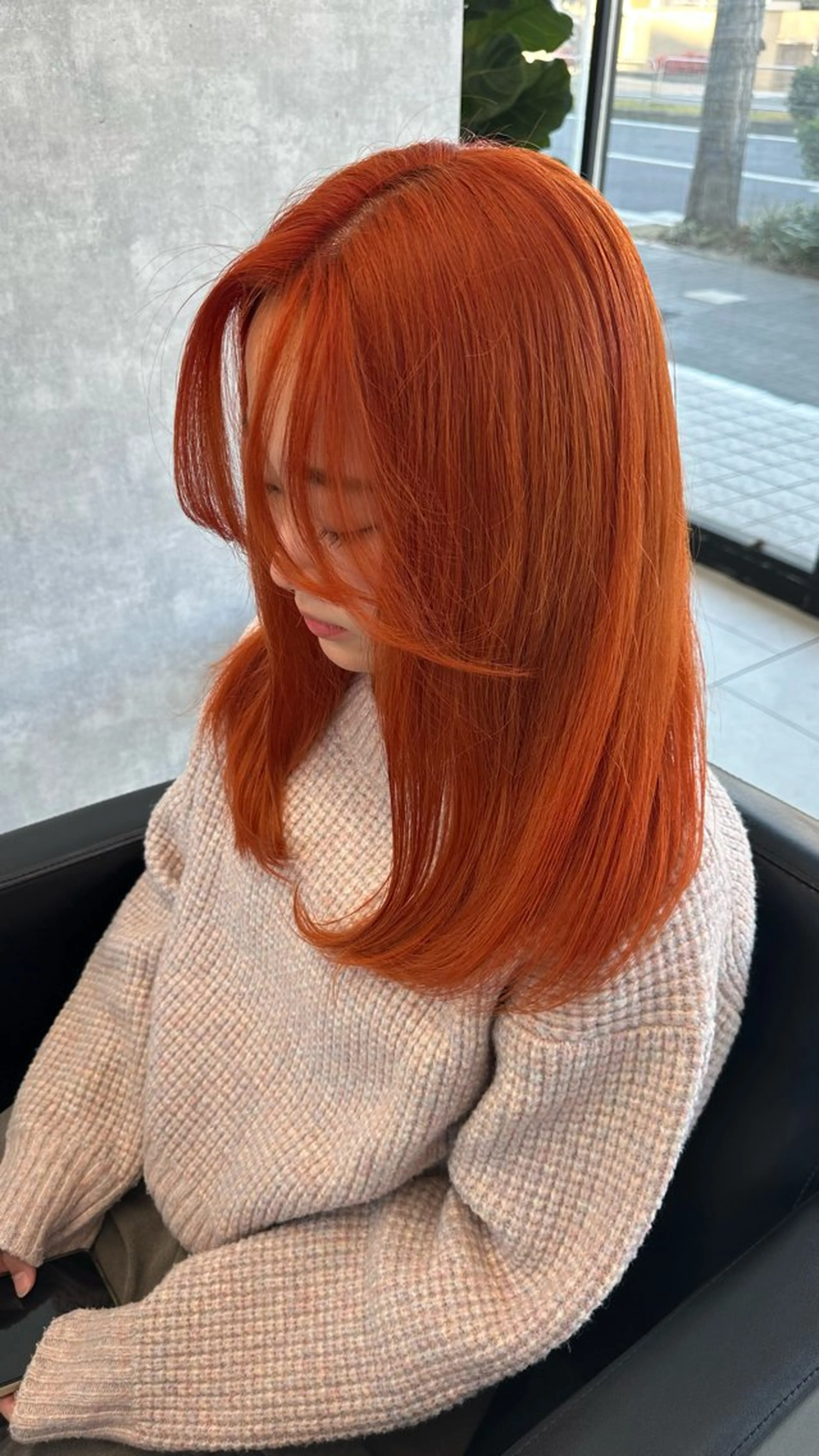 セミロング カラー オレンジ ヘアカラー トリートメント 透明感カラー/高畑 /名古屋/山口航輝のヘアスタイル