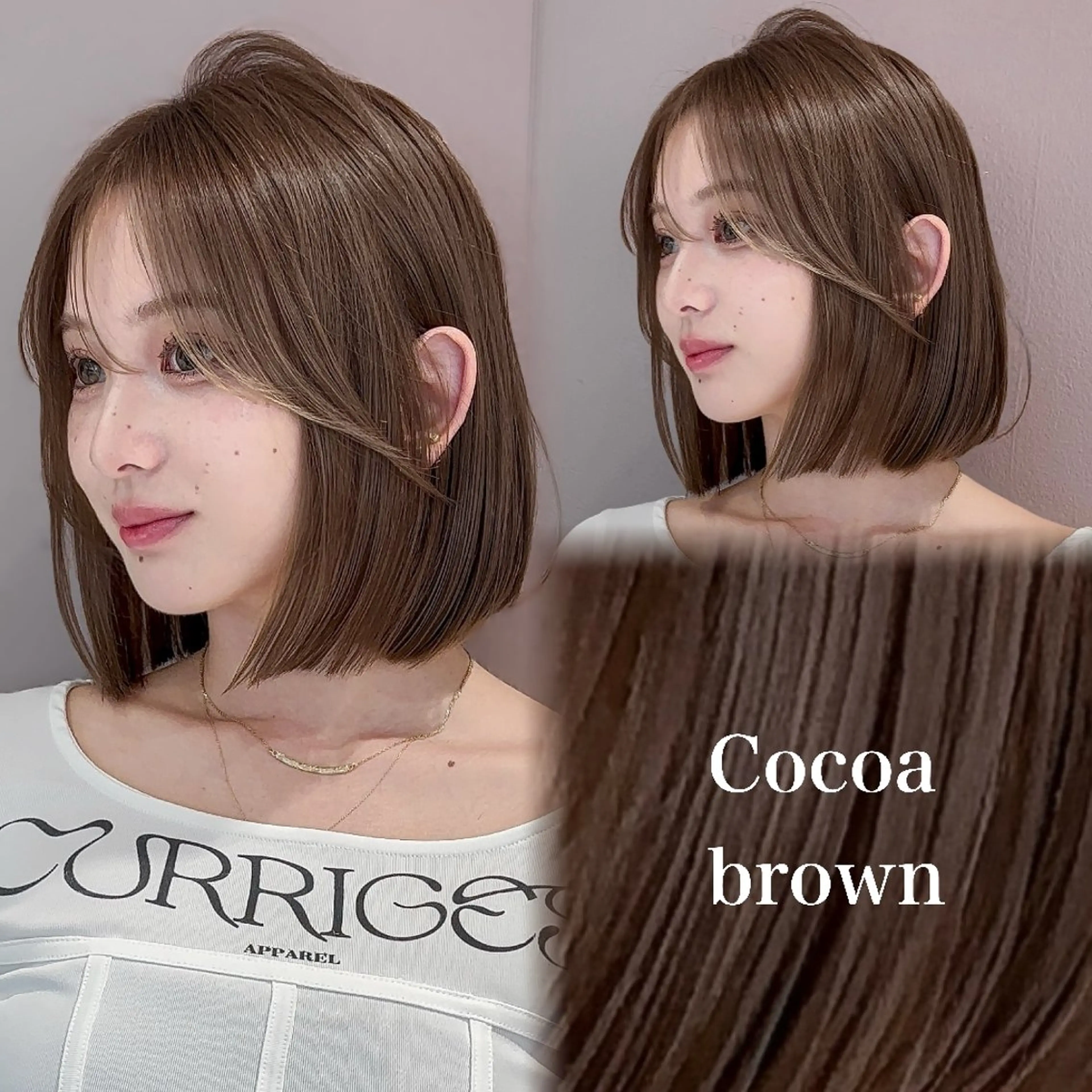 ミディアム ヘアカラー トリートメント ❣️縮毛矯正/ボブ /韓国/社のヘアスタイル