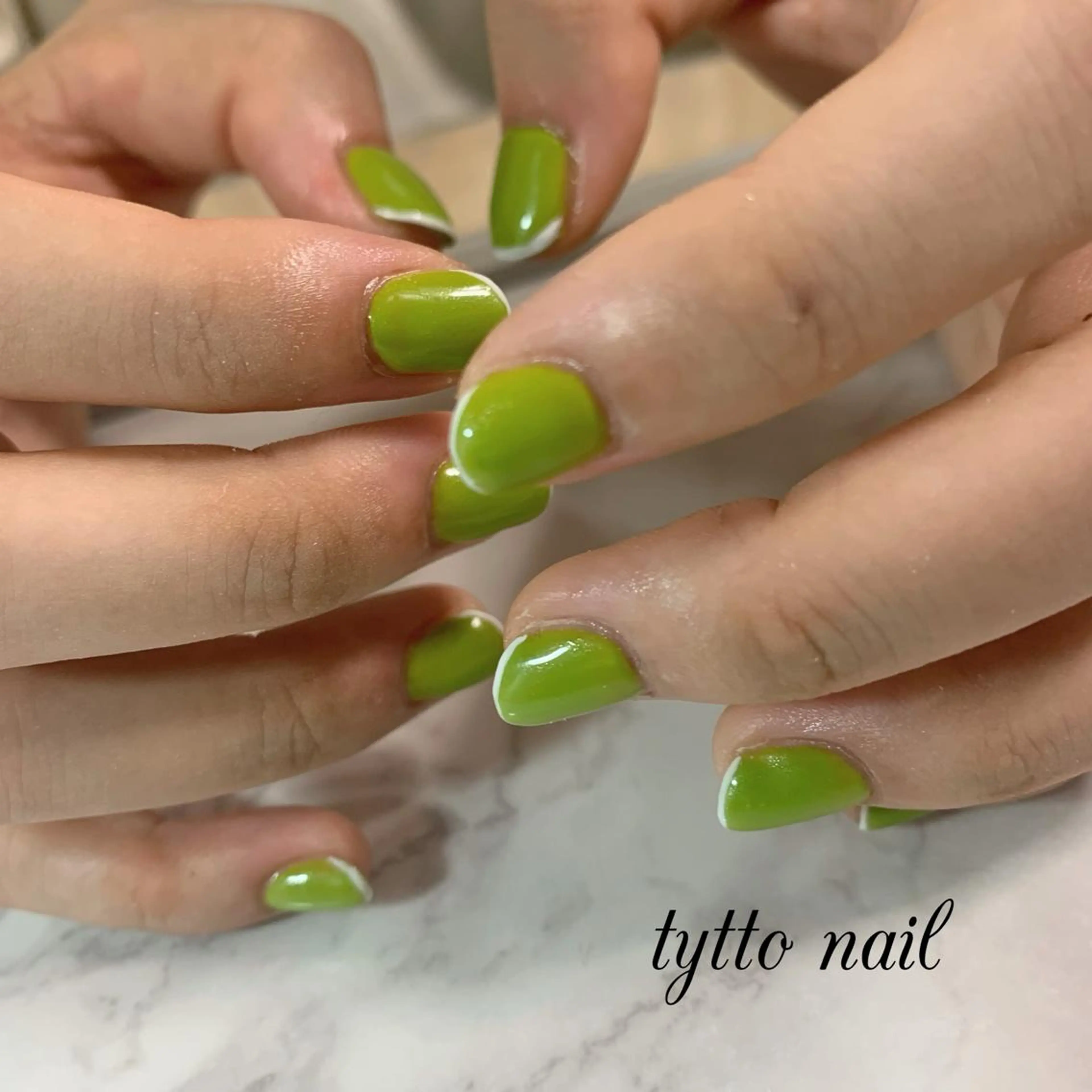 ネイル フレンチネイル グリーン ハンドネイル tytto nail ❤︎‪‪eri‪‪のネイルデザイン