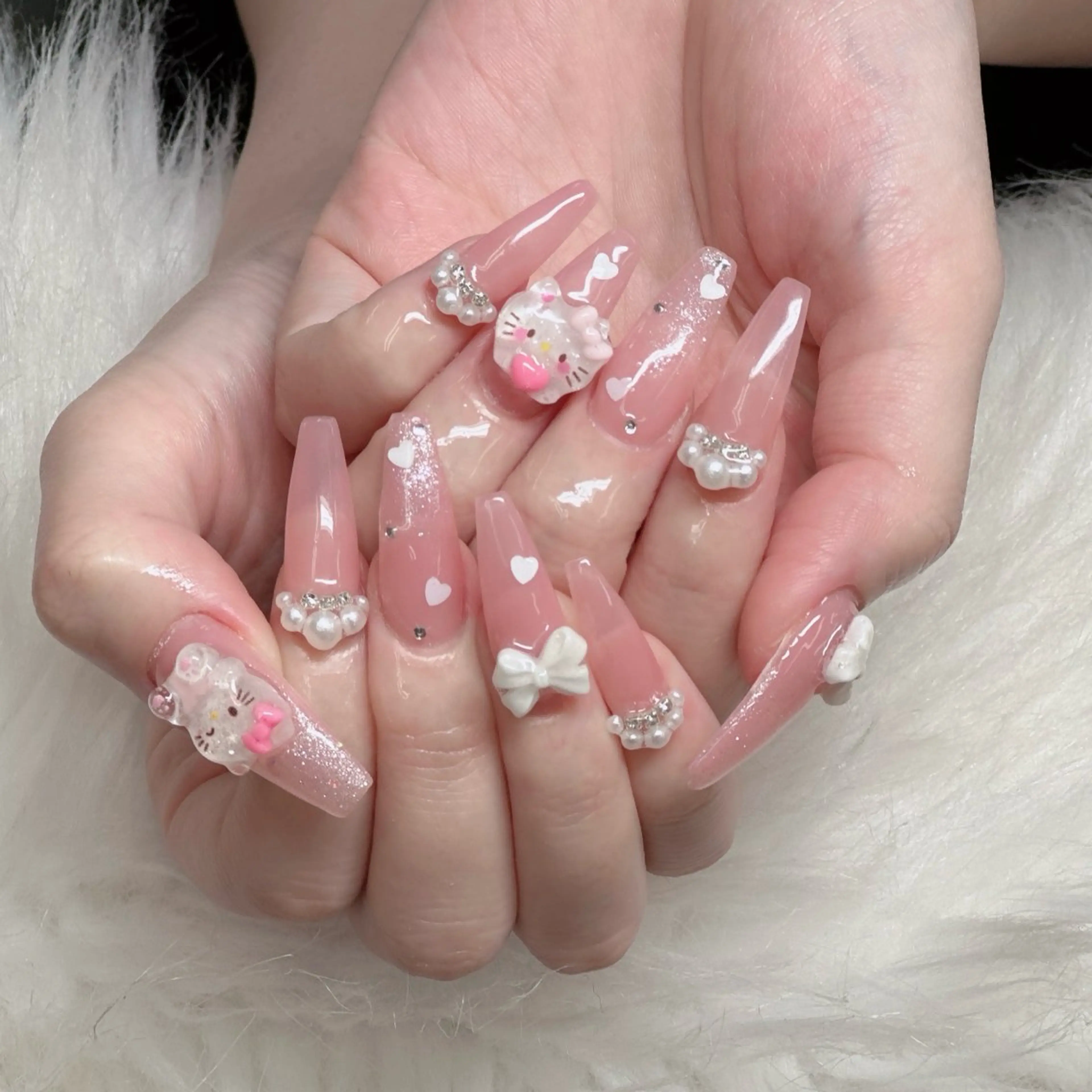 ネイル ロングネイル マグネットネイル リボン 夏ネイル スーパーロングネイル ハンドネイル Hani Nail XUKAのネイルデザイン
