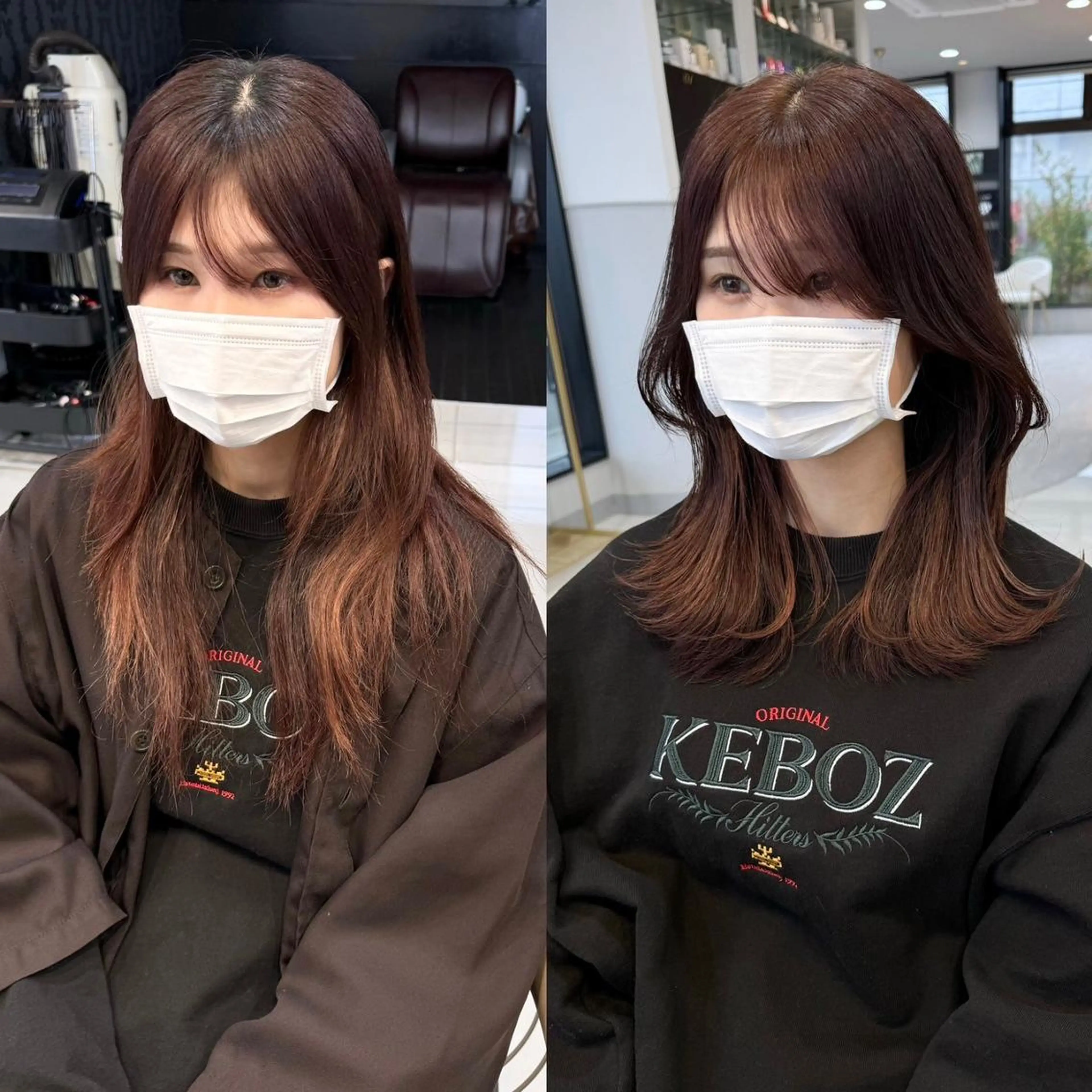 セミロング ヘアアレンジ 顔まわりレイヤー 顔周りカット レイヤーカット カット パーマ シャドールーツ earth　深川愛実のヘアスタイル