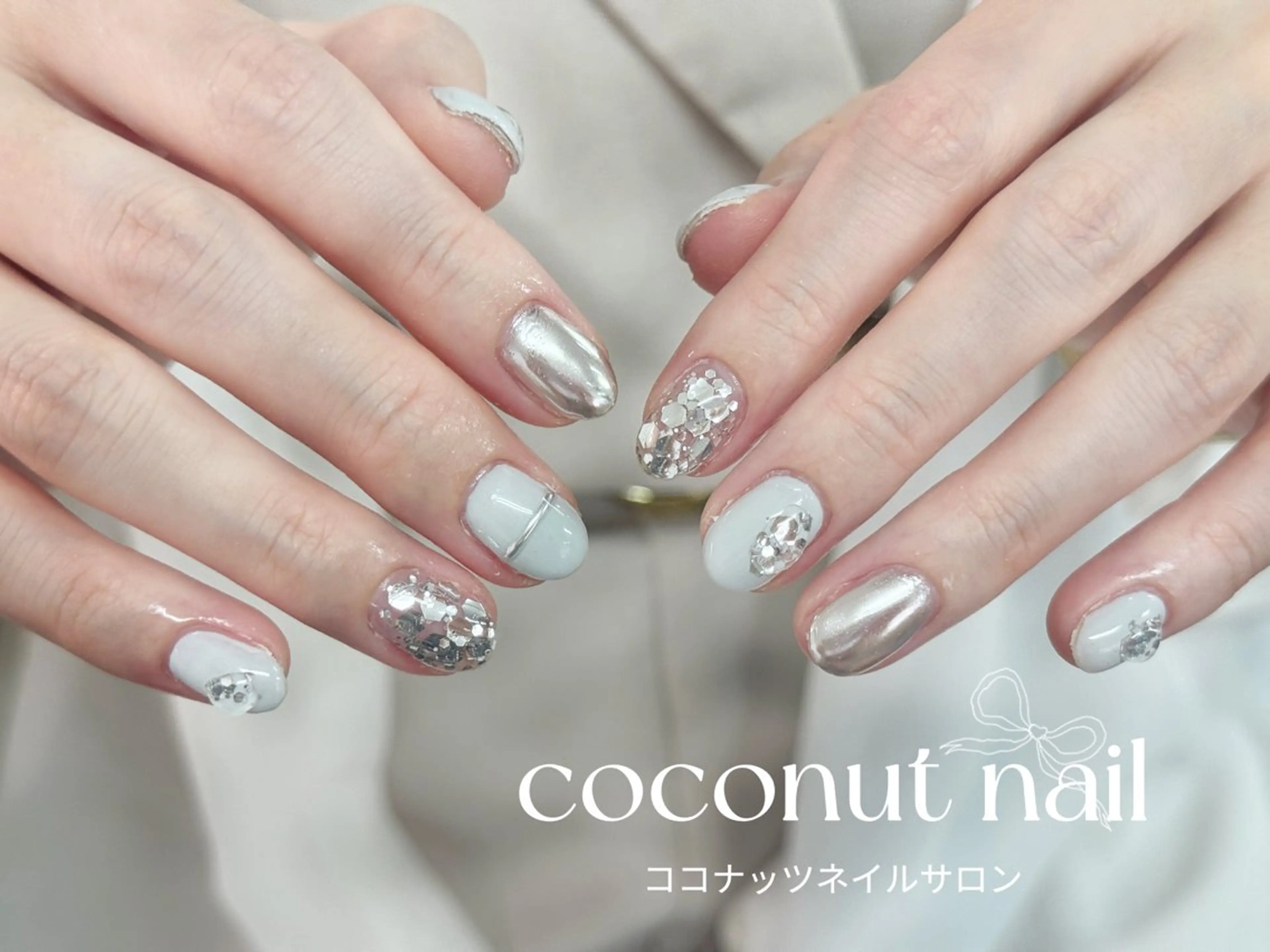 ネイル べっ甲ネイル フレンチネイル キラキラネイル マグネットネイル 大理石ネイル(マーブル) ハンドネイル 神田 ココナッツのネイルデザイン
