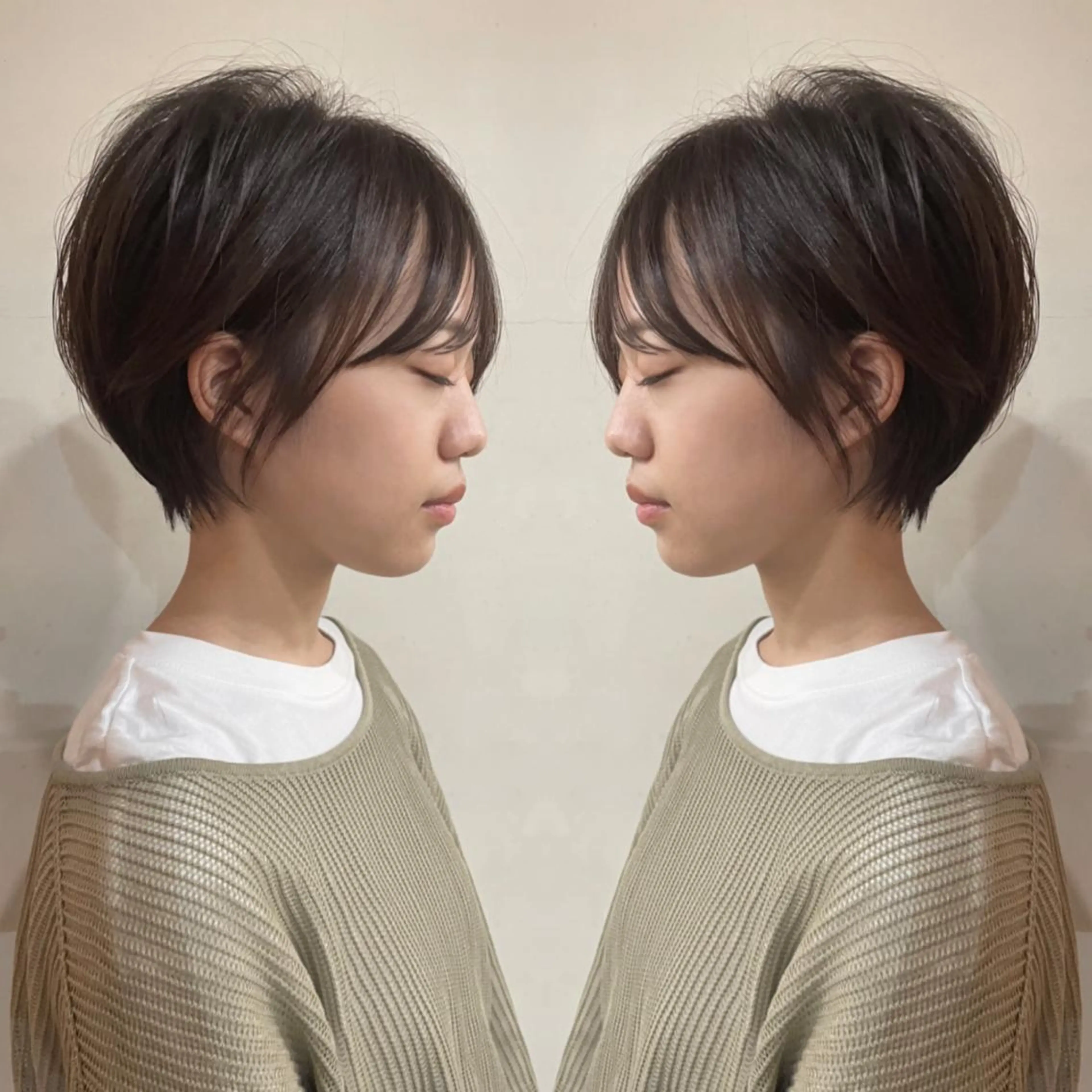 ショート カラー ショートボブ ハンサムショート 丸みショート デザインカラー ハイライトカラー カット ヘアカラー トリートメント 京都大人女性ショート 徒歩1分/秋山のヘアスタイル